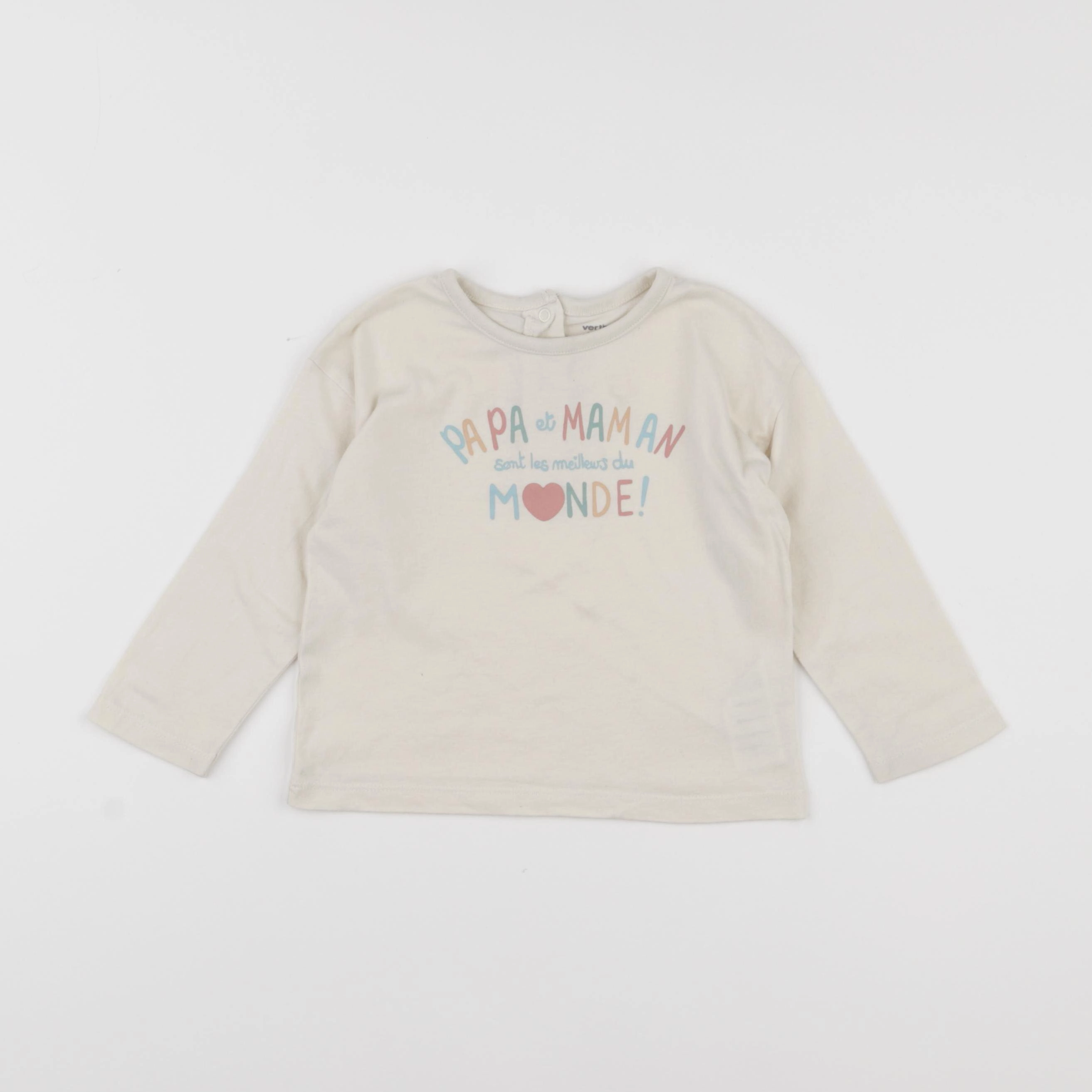 Vertbaudet - tee-shirt beige - 18 mois
