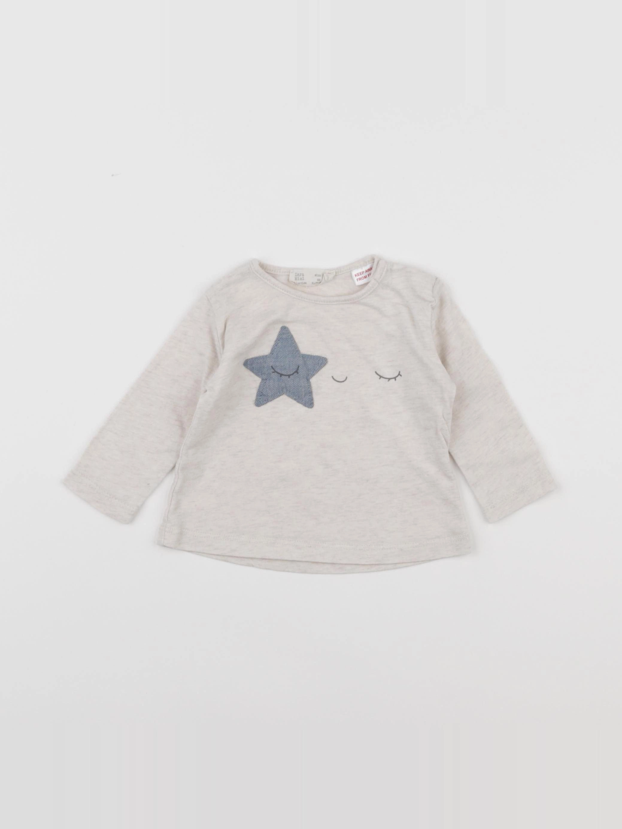Zara - tee-shirt beige - 1/3 mois
