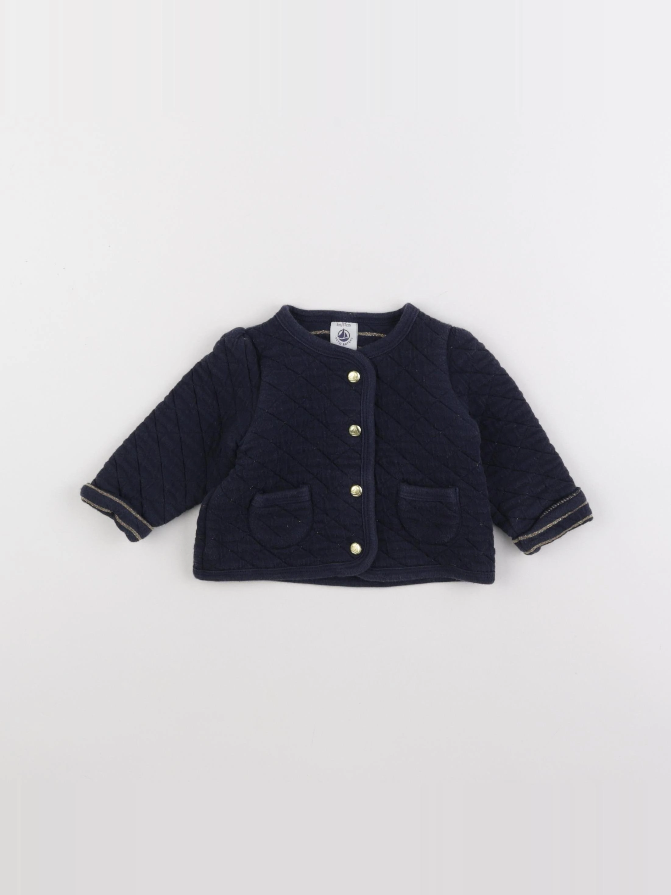 Petit Bateau - sweat bleu, or - 6 mois