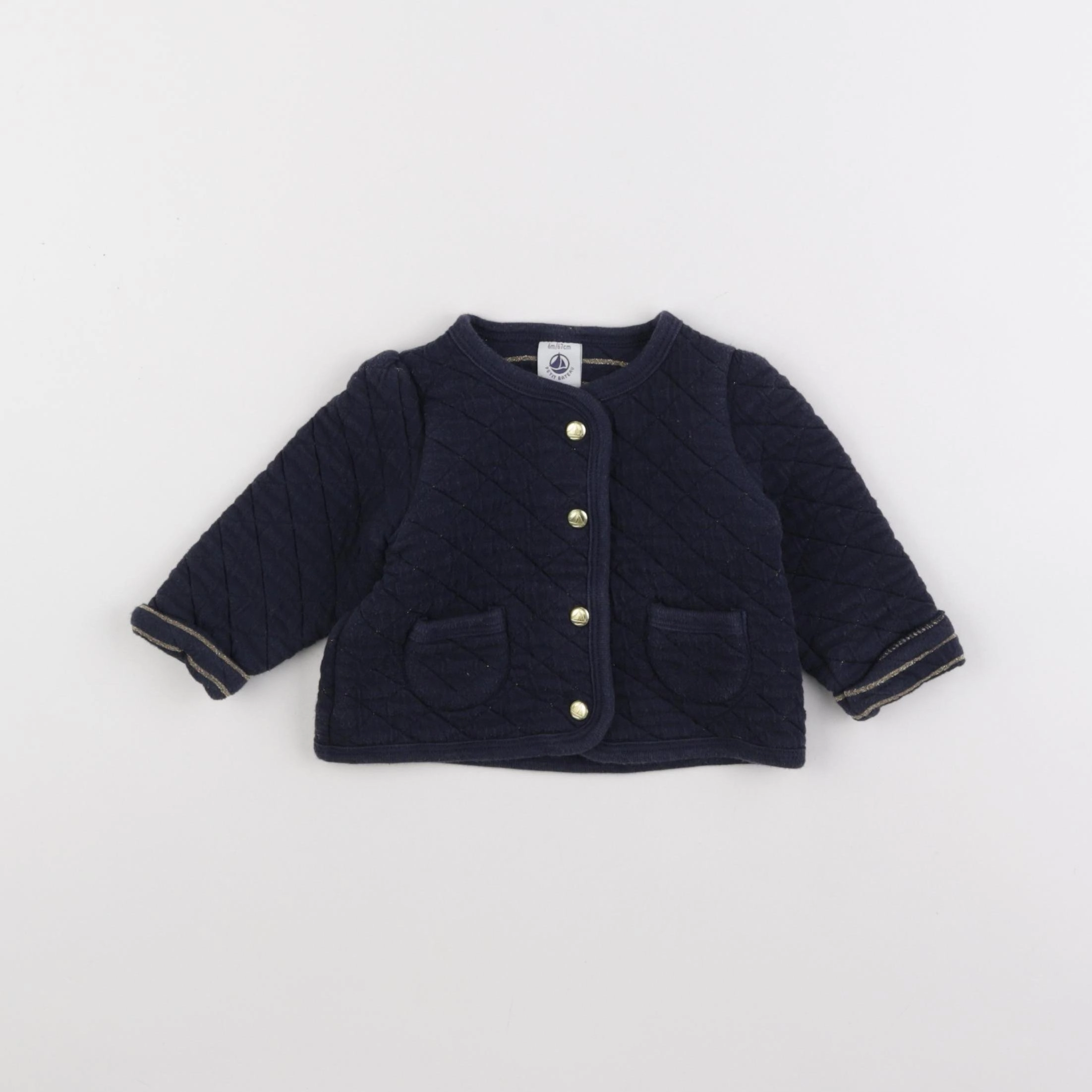 Petit Bateau - sweat bleu, or - 6 mois