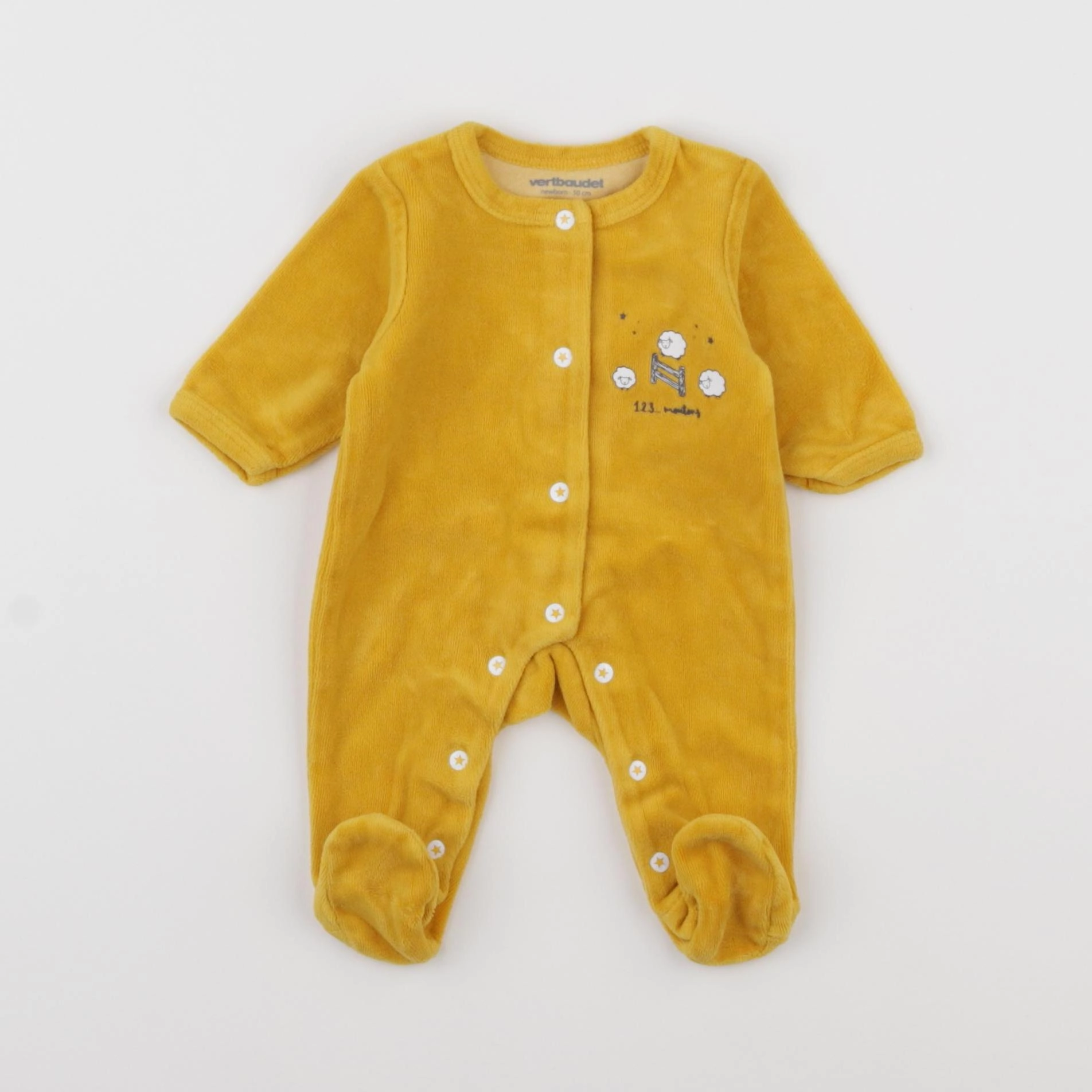 Vertbaudet - pyjama velours jaune - 0 mois
