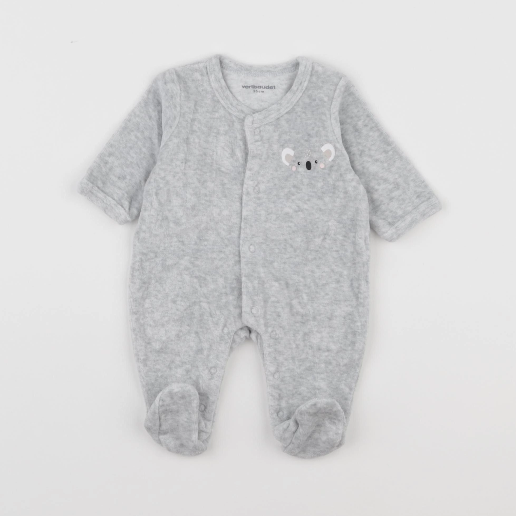 Vertbaudet - pyjama velours gris - 0 mois