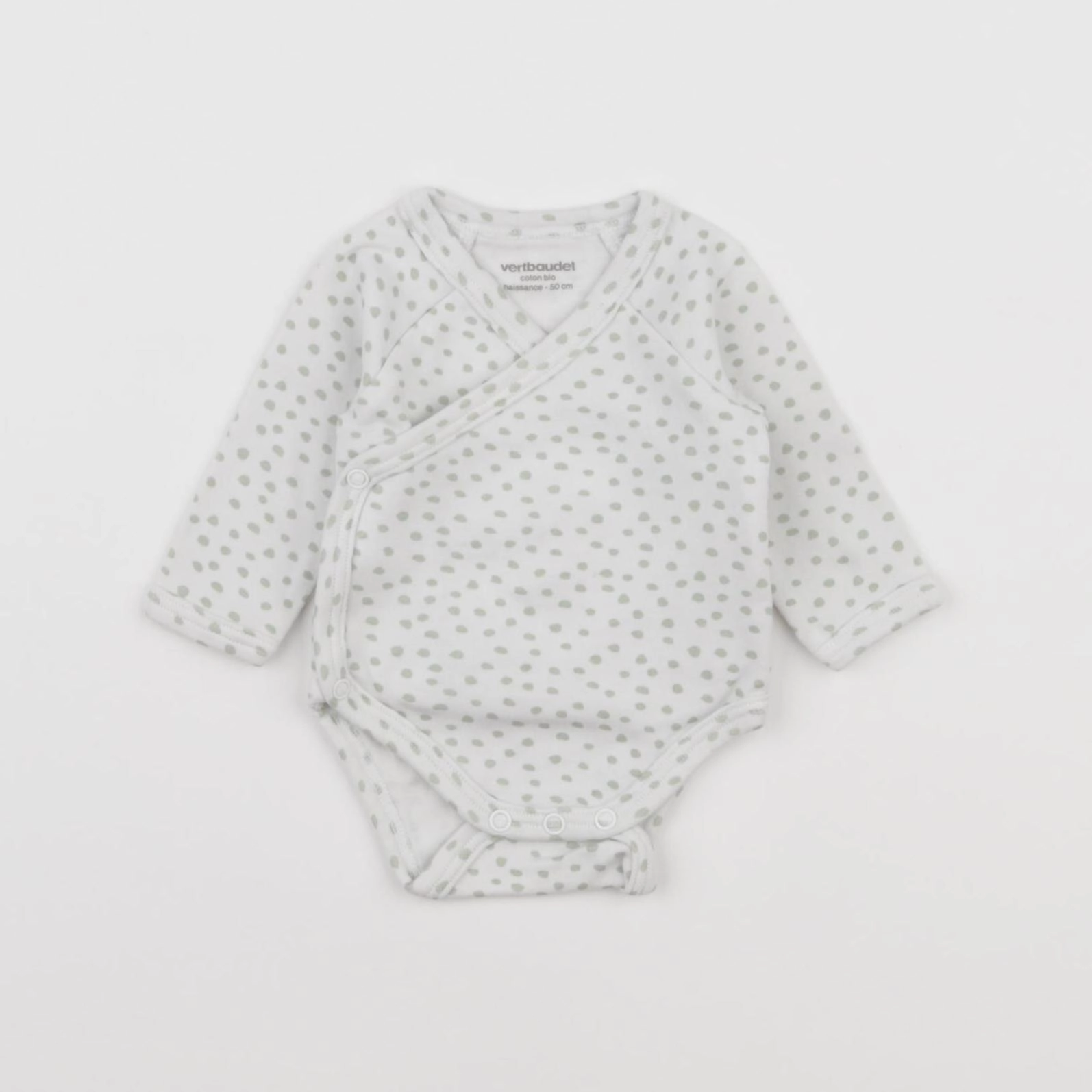 Vertbaudet - body blanc, vert - 0 mois