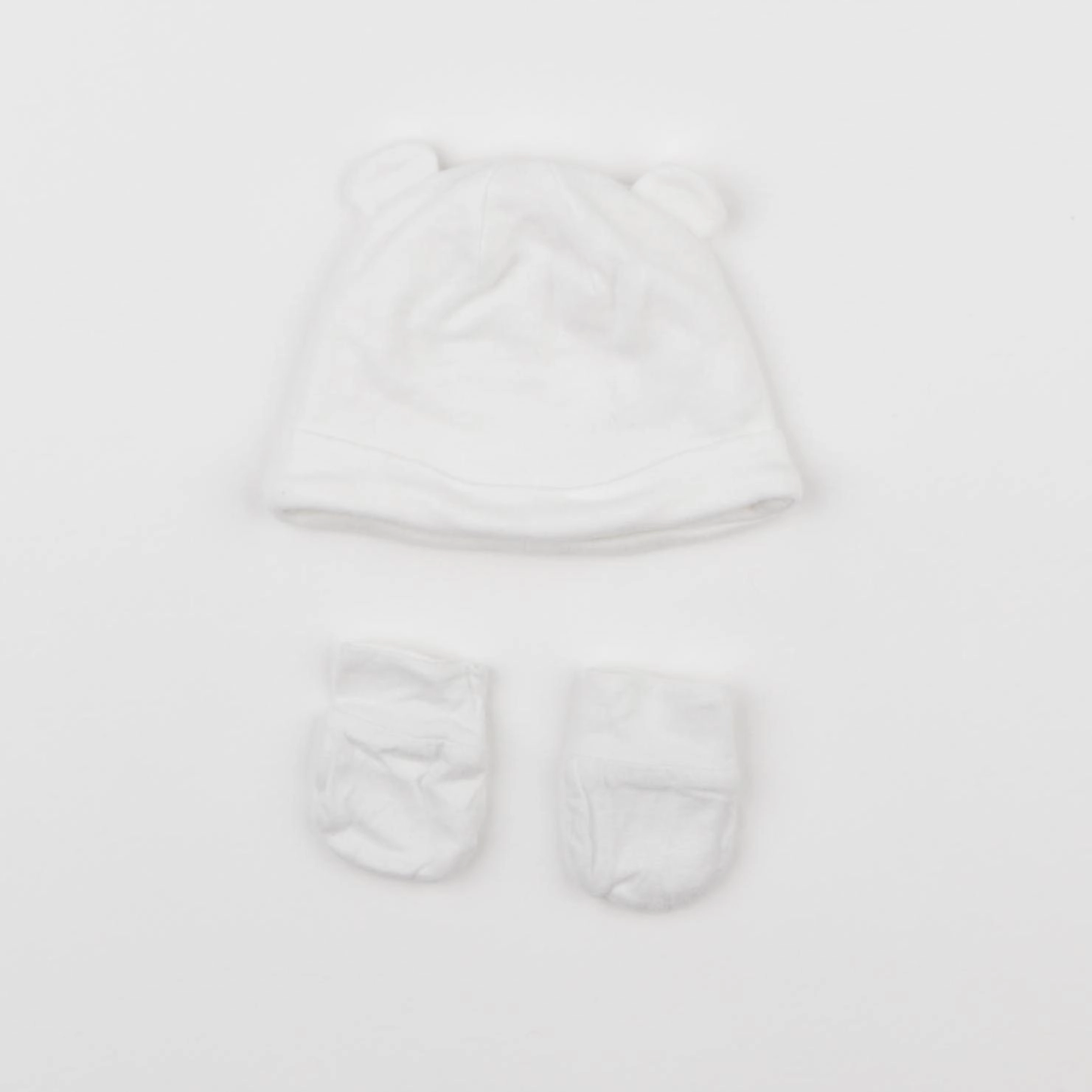 Vertbaudet - ensemble bonnet/moufles blanc - 0 mois
