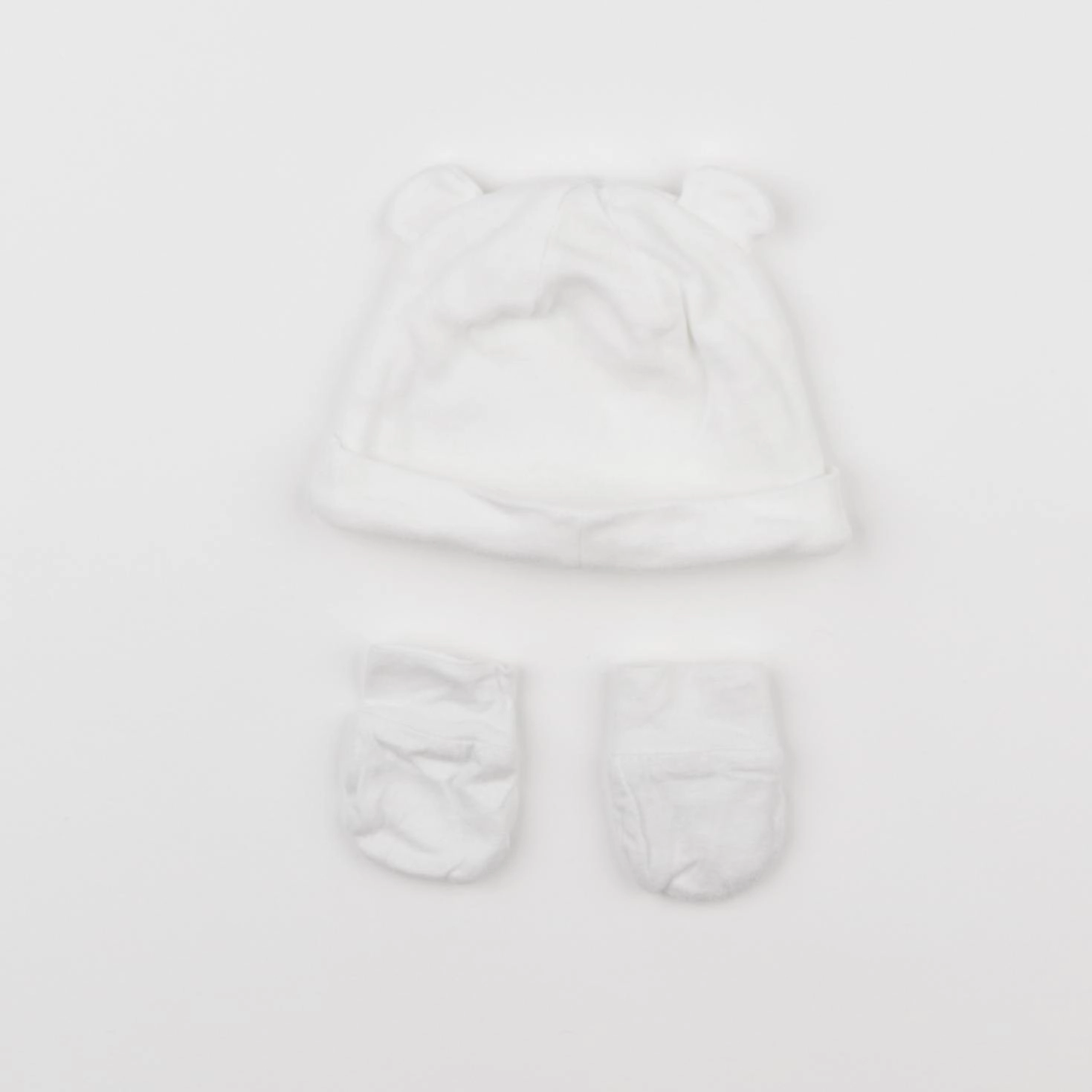 Vertbaudet - ensemble bonnet/moufles blanc - 0 mois