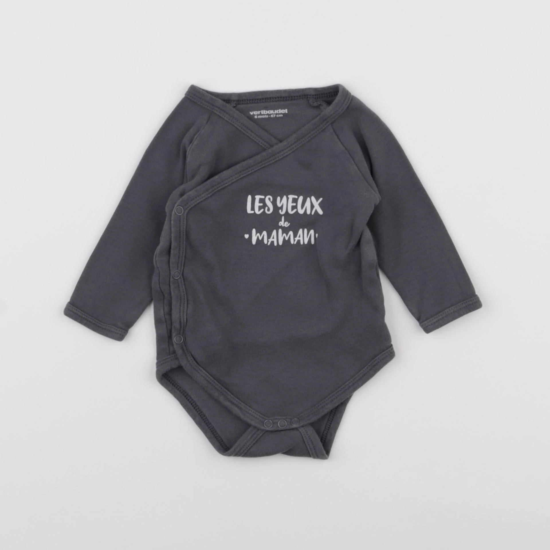 Vertbaudet - body gris - 6 mois