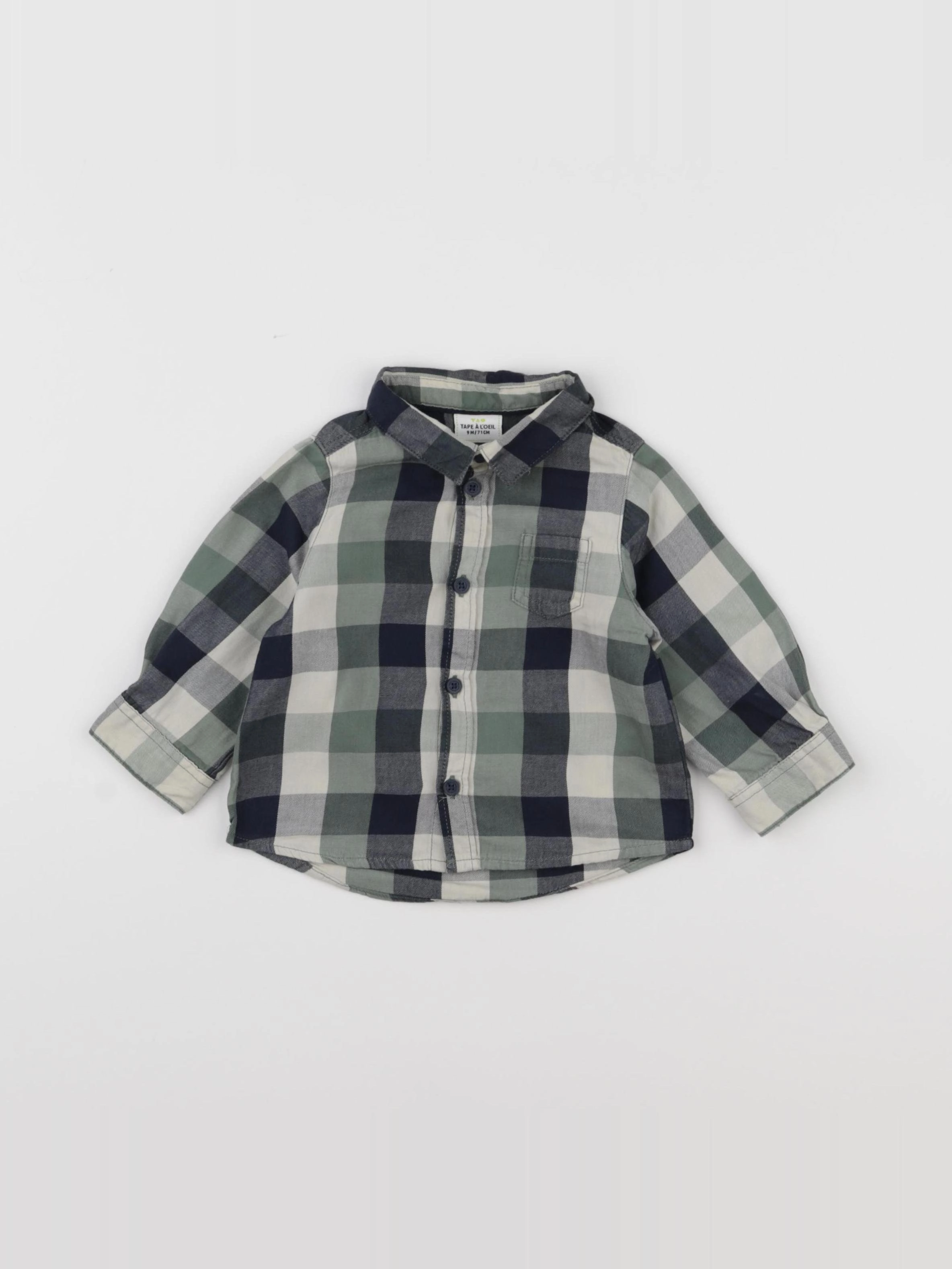 Tape à l'oeil - chemise bleu, vert - 9 mois