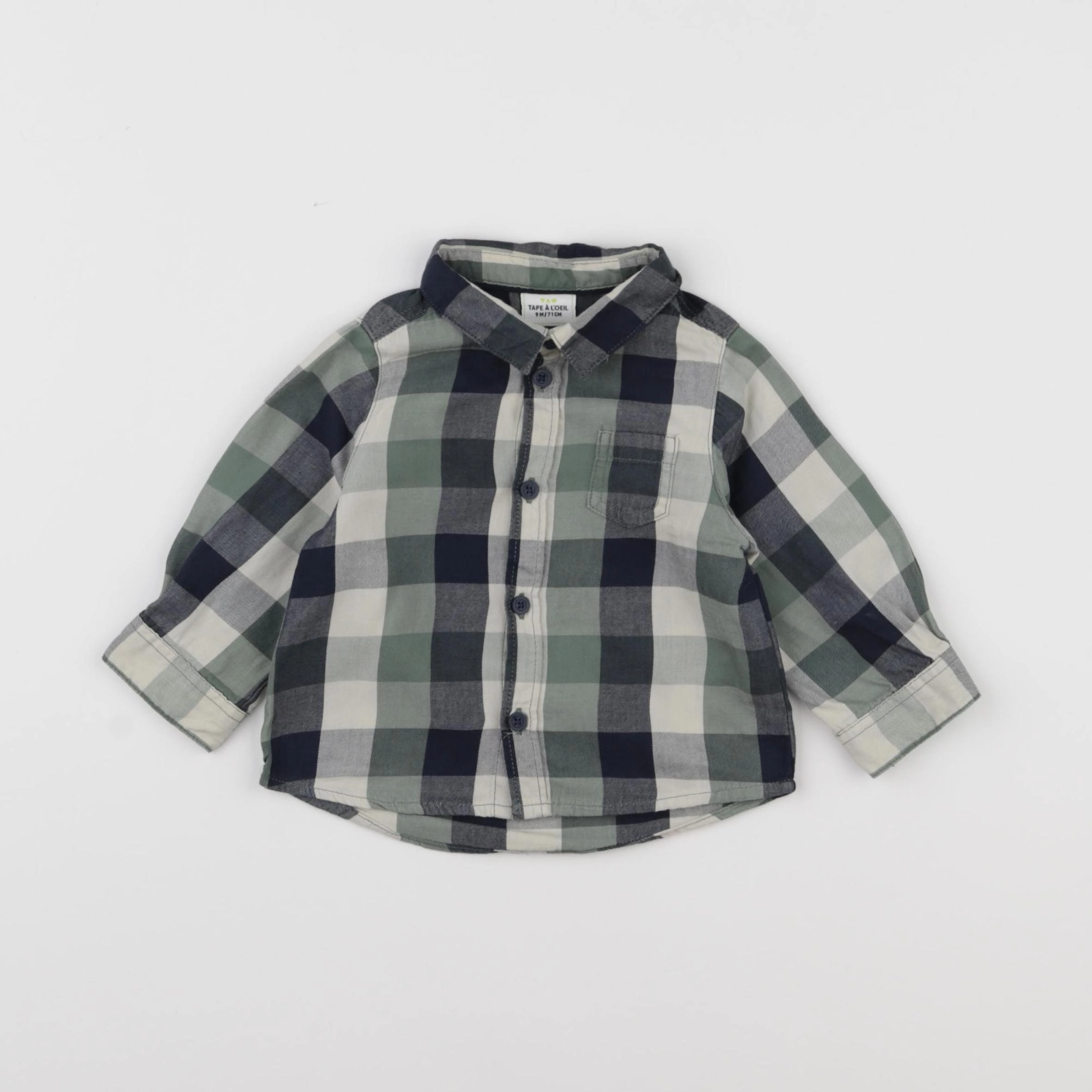 Tape à l'oeil - chemise bleu, vert - 9 mois
