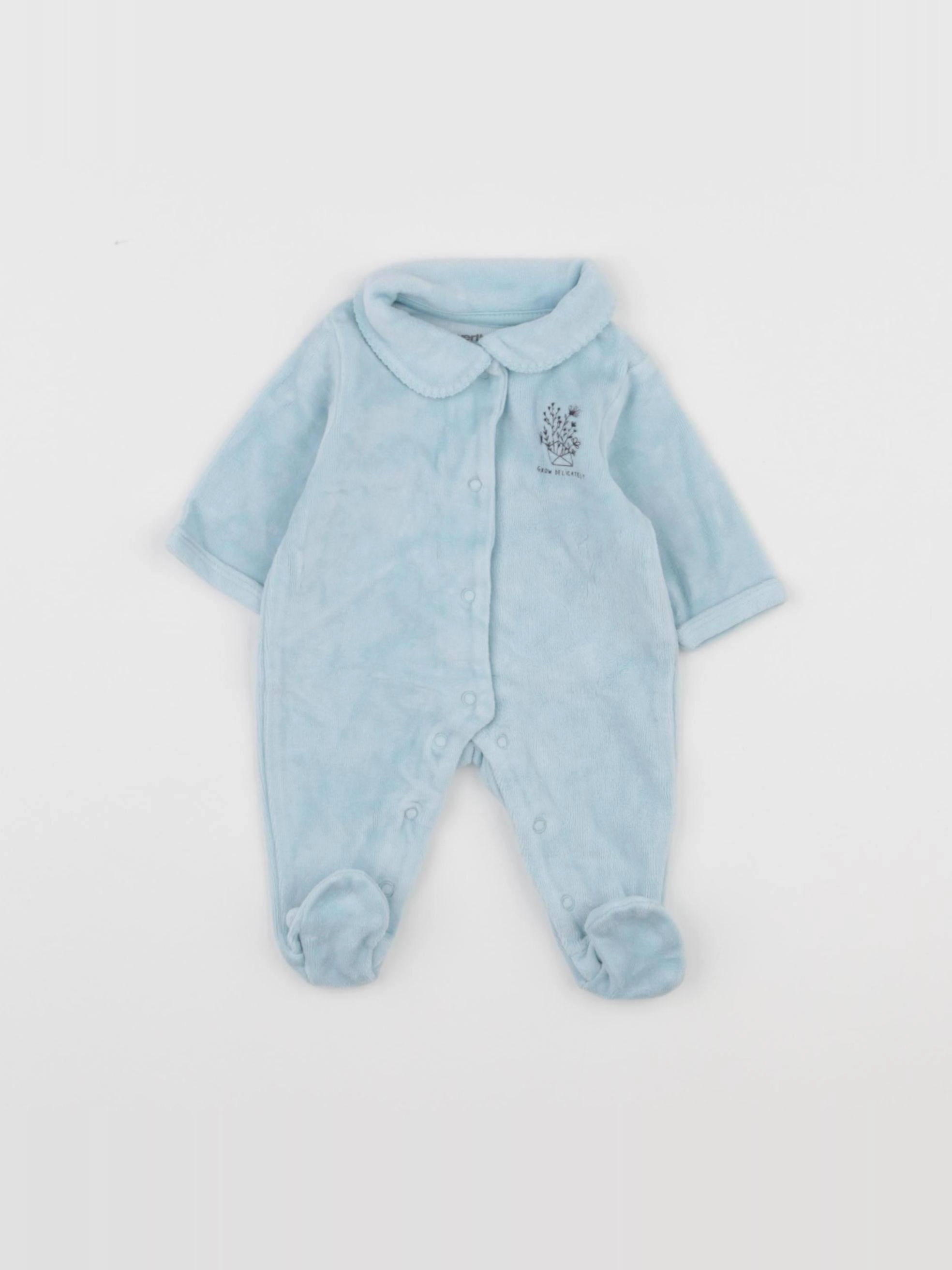 Vertbaudet - pyjama velours bleu - 0 mois