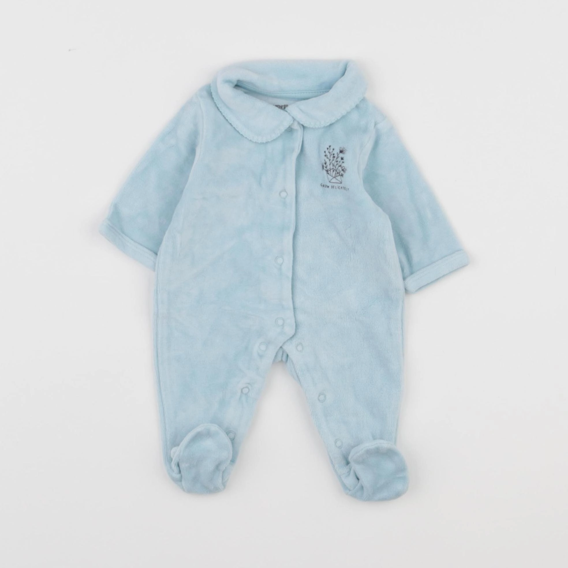 Vertbaudet - pyjama velours bleu - 0 mois