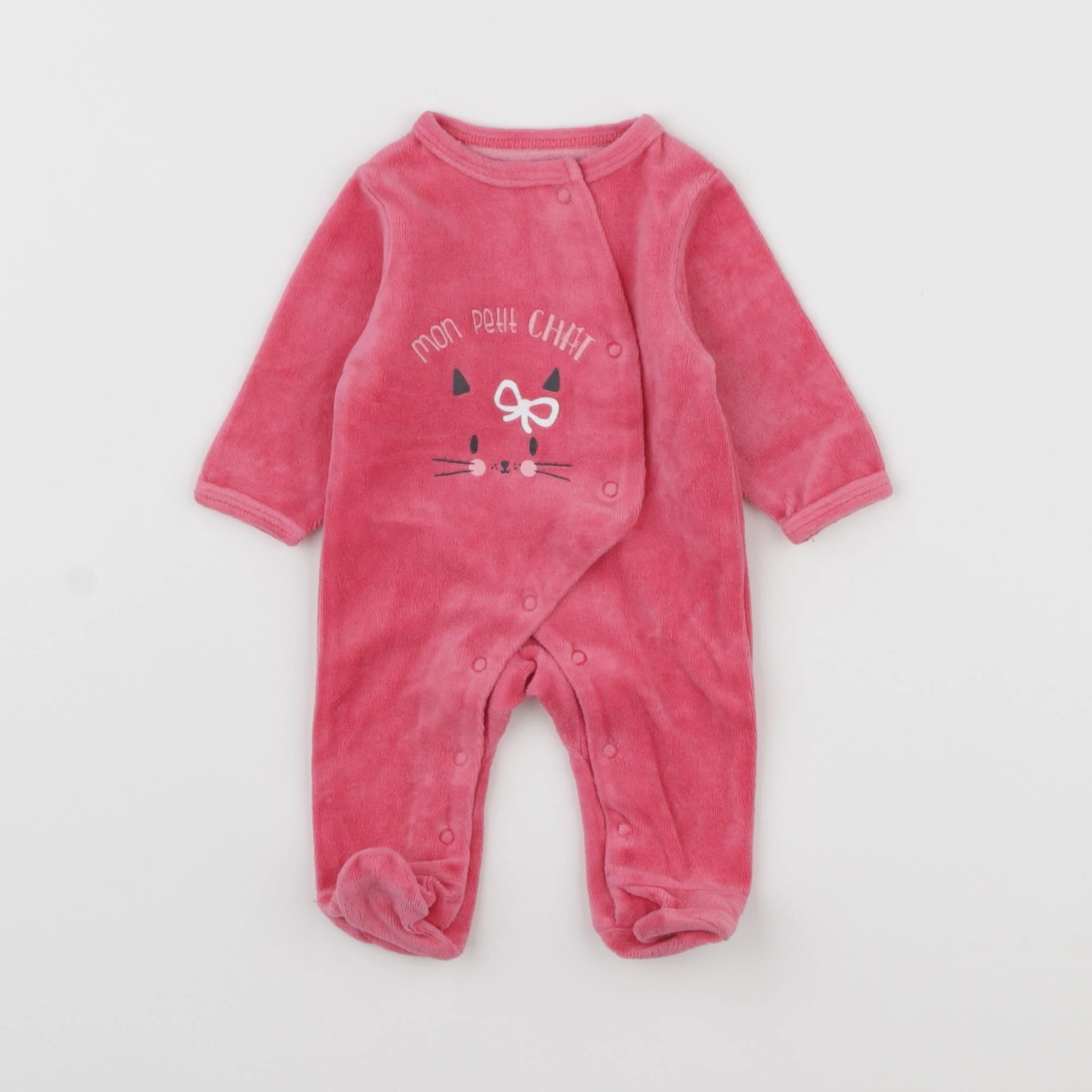 Vertbaudet - pyjama velours rose - 0 mois