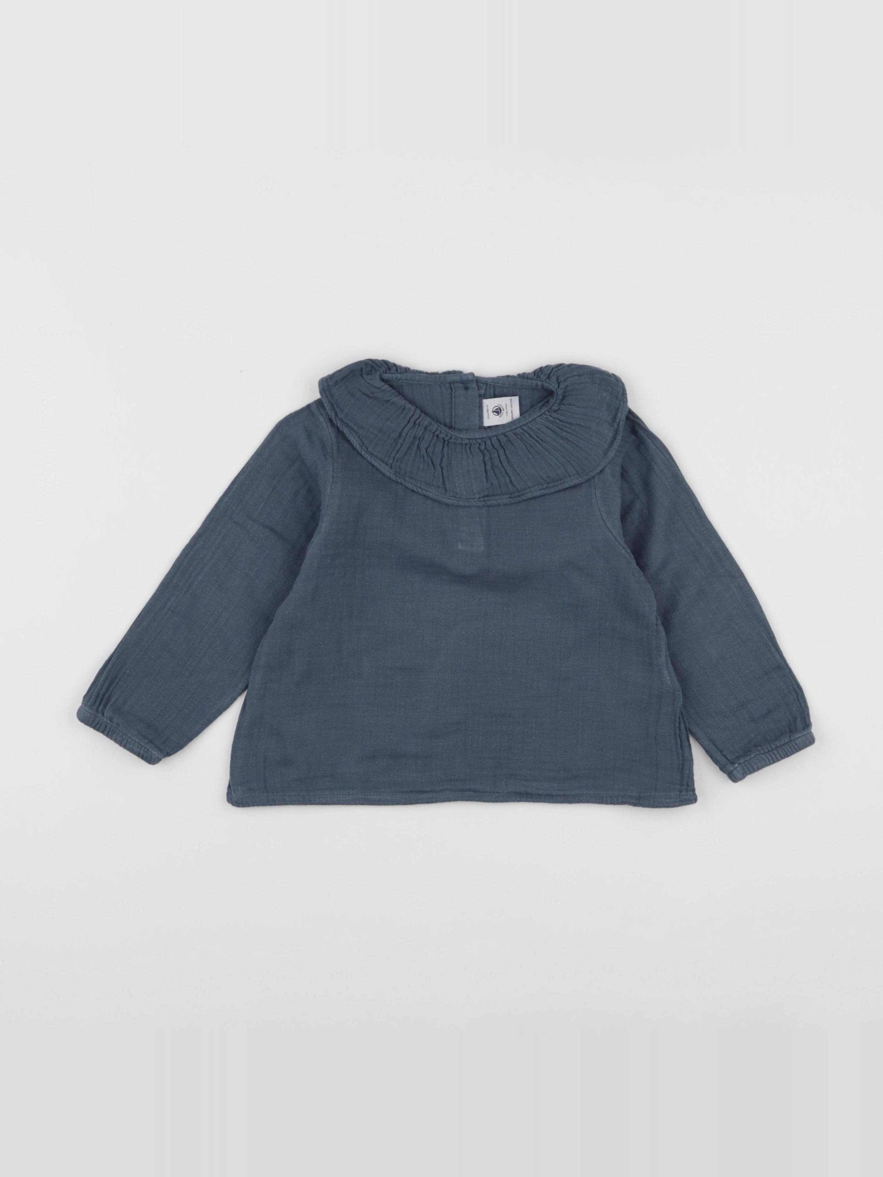 Petit Bateau - blouse bleu - 24 mois
