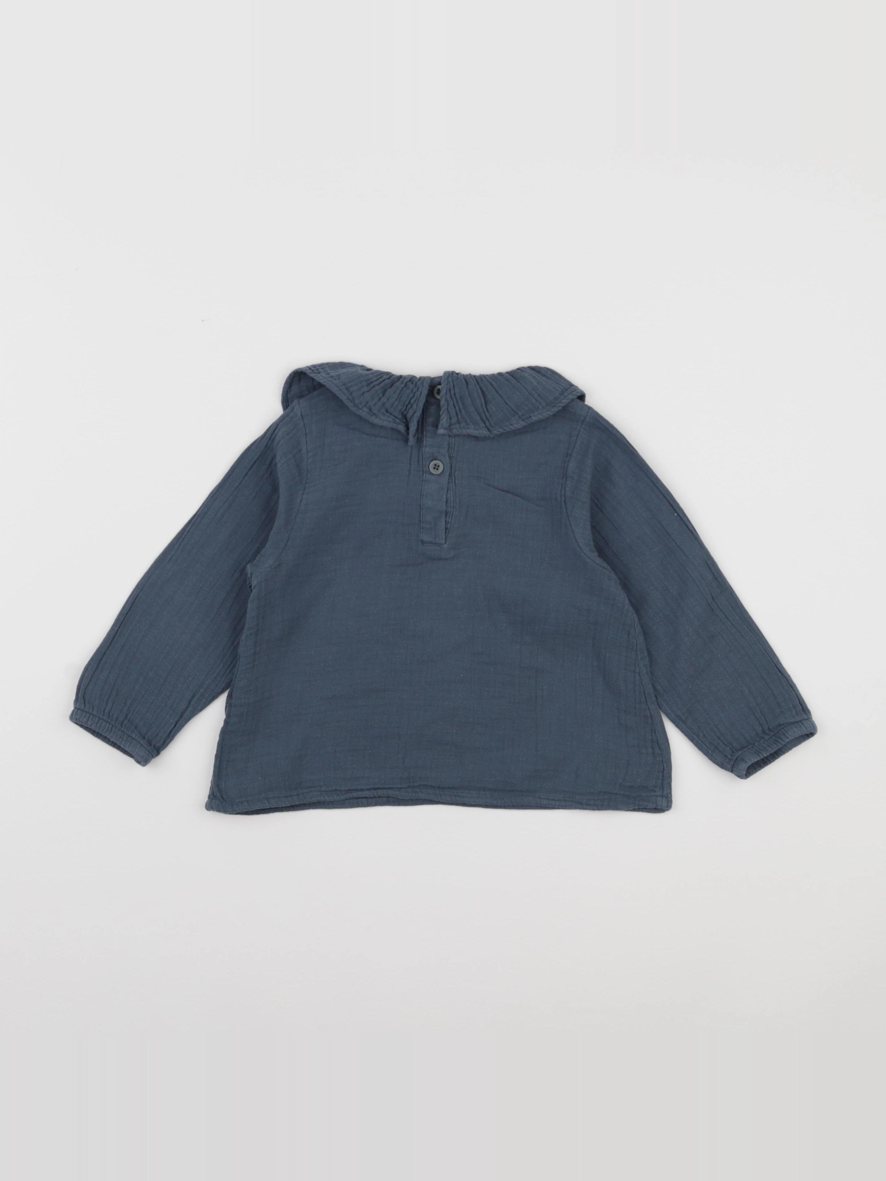 Petit Bateau - blouse bleu - 24 mois