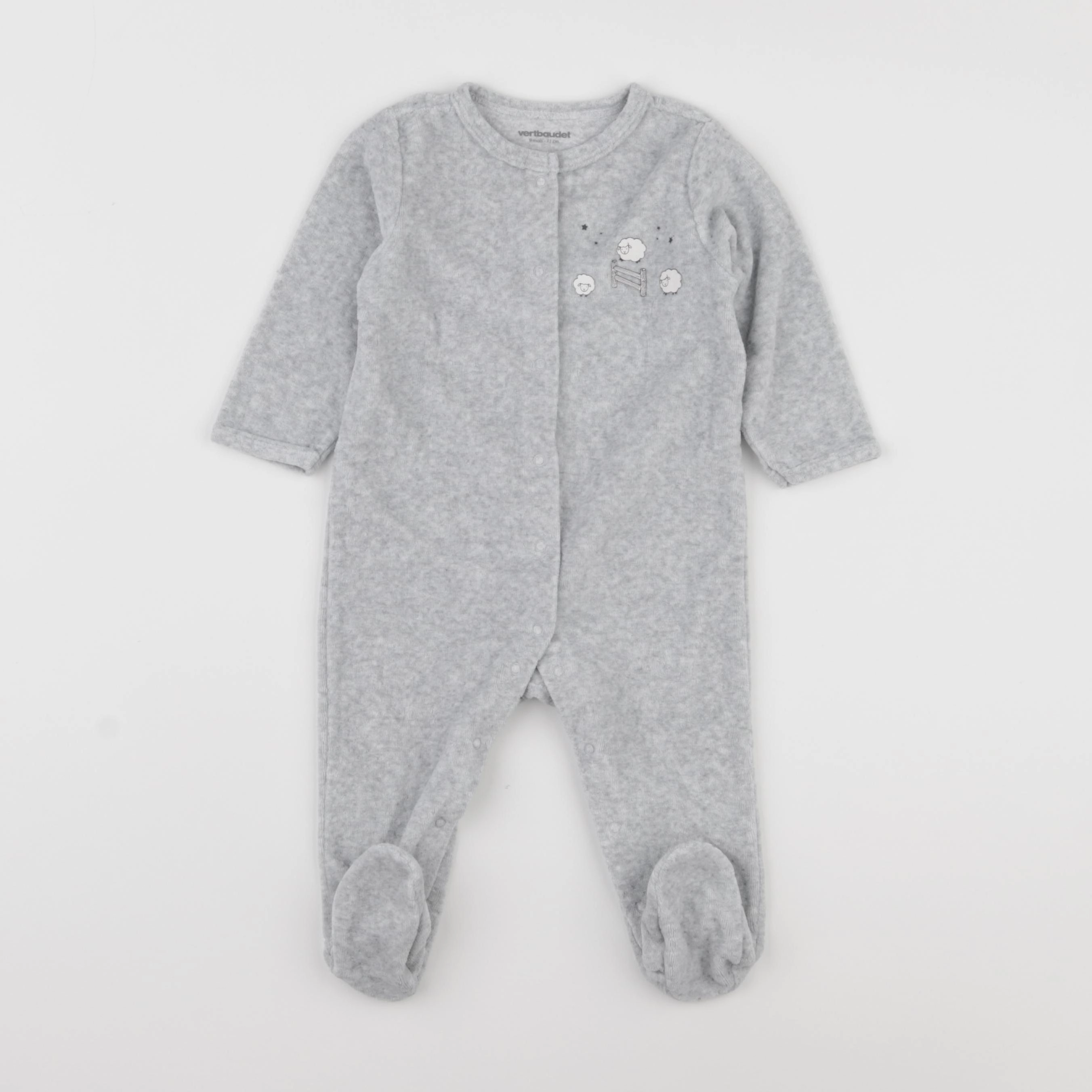 Vertbaudet - pyjama velours gris - 9 mois