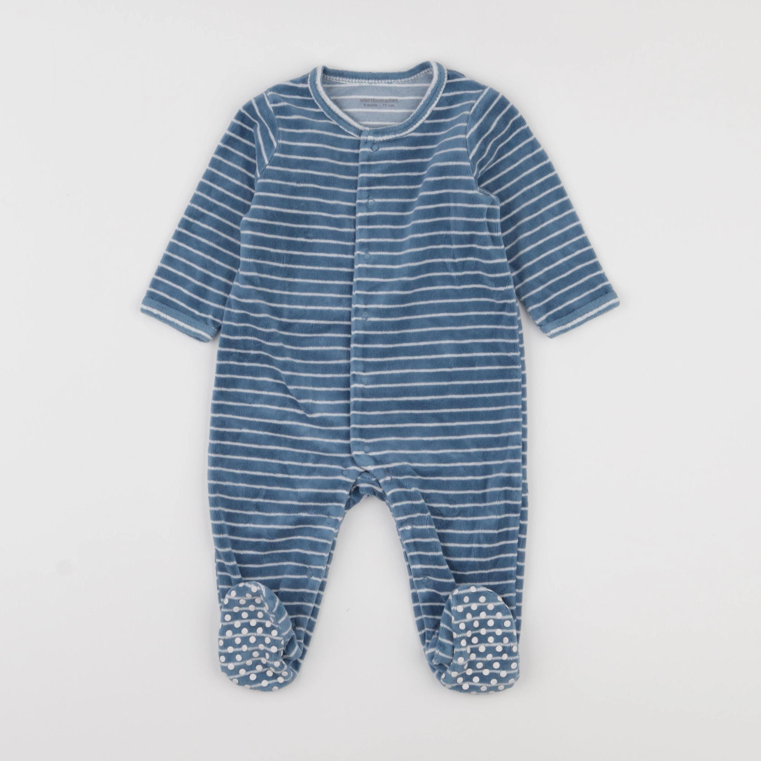 Vertbaudet - pyjama velours bleu - 9 mois