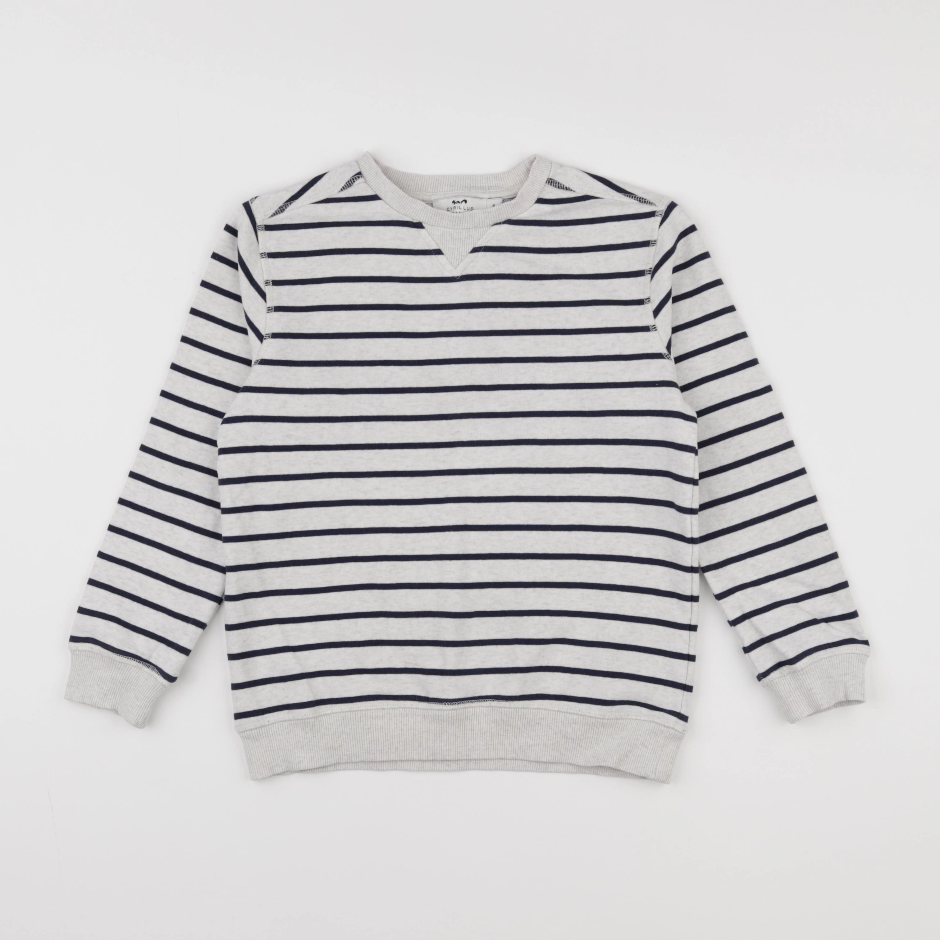 Cyrillus - sweat beige, bleu - 8 ans