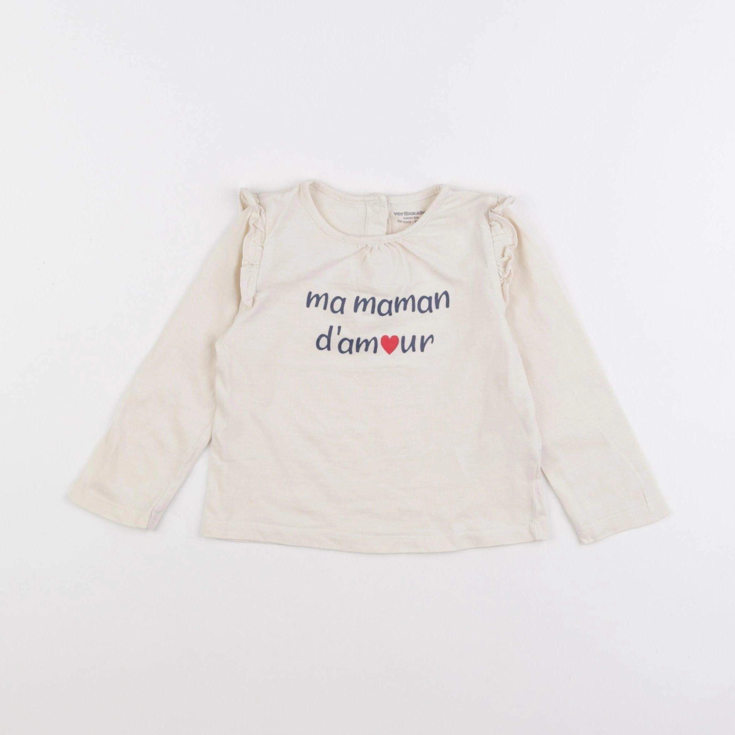 Vertbaudet - tee-shirt beige - 24 mois