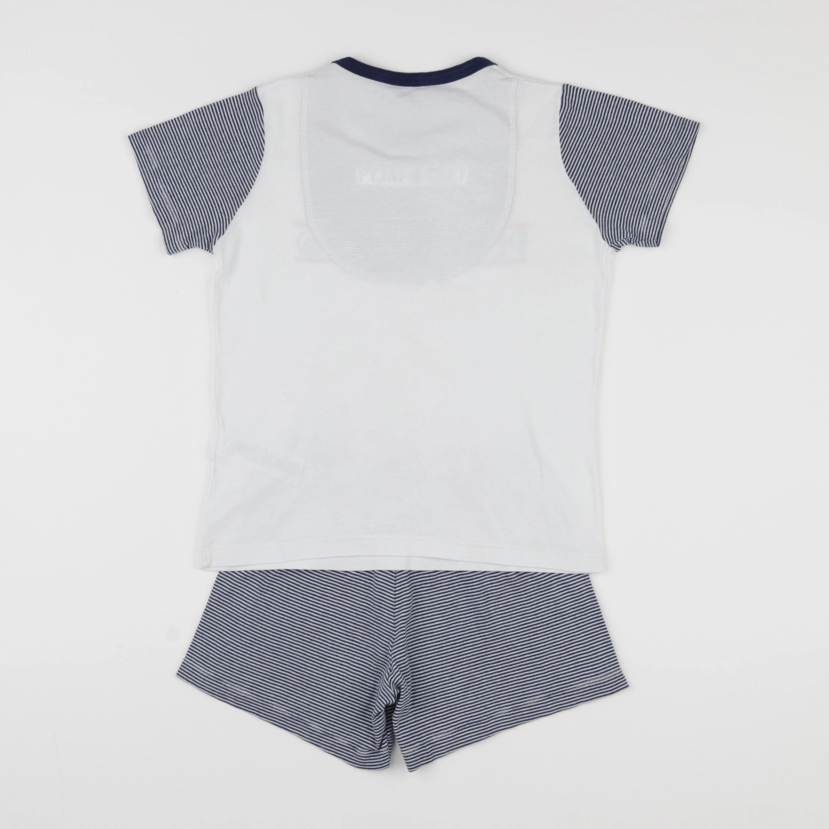 Petit Bateau - pyjama coton blanc, bleu - 8 ans