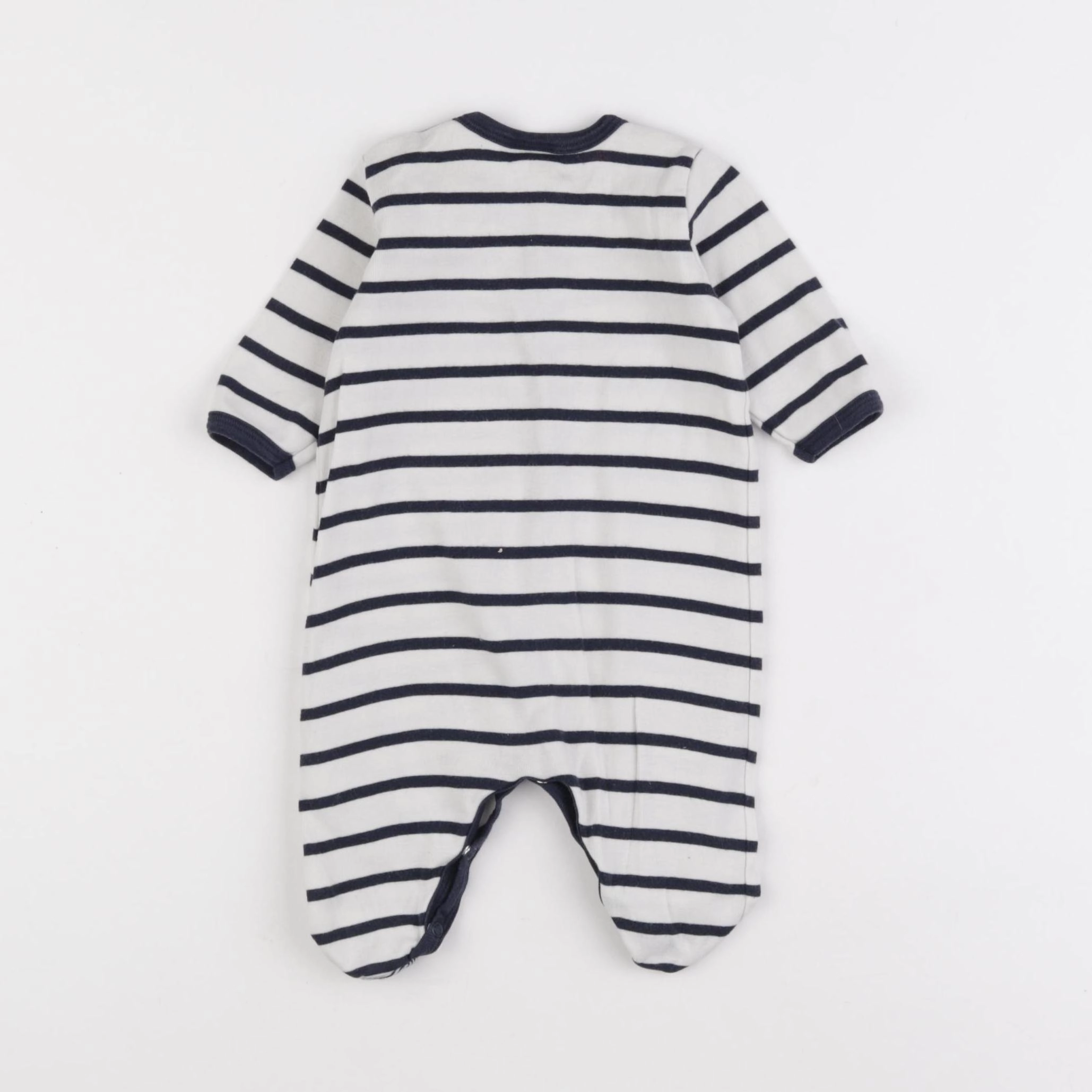 Petit Bateau - pyjama coton blanc, bleu - 1 mois