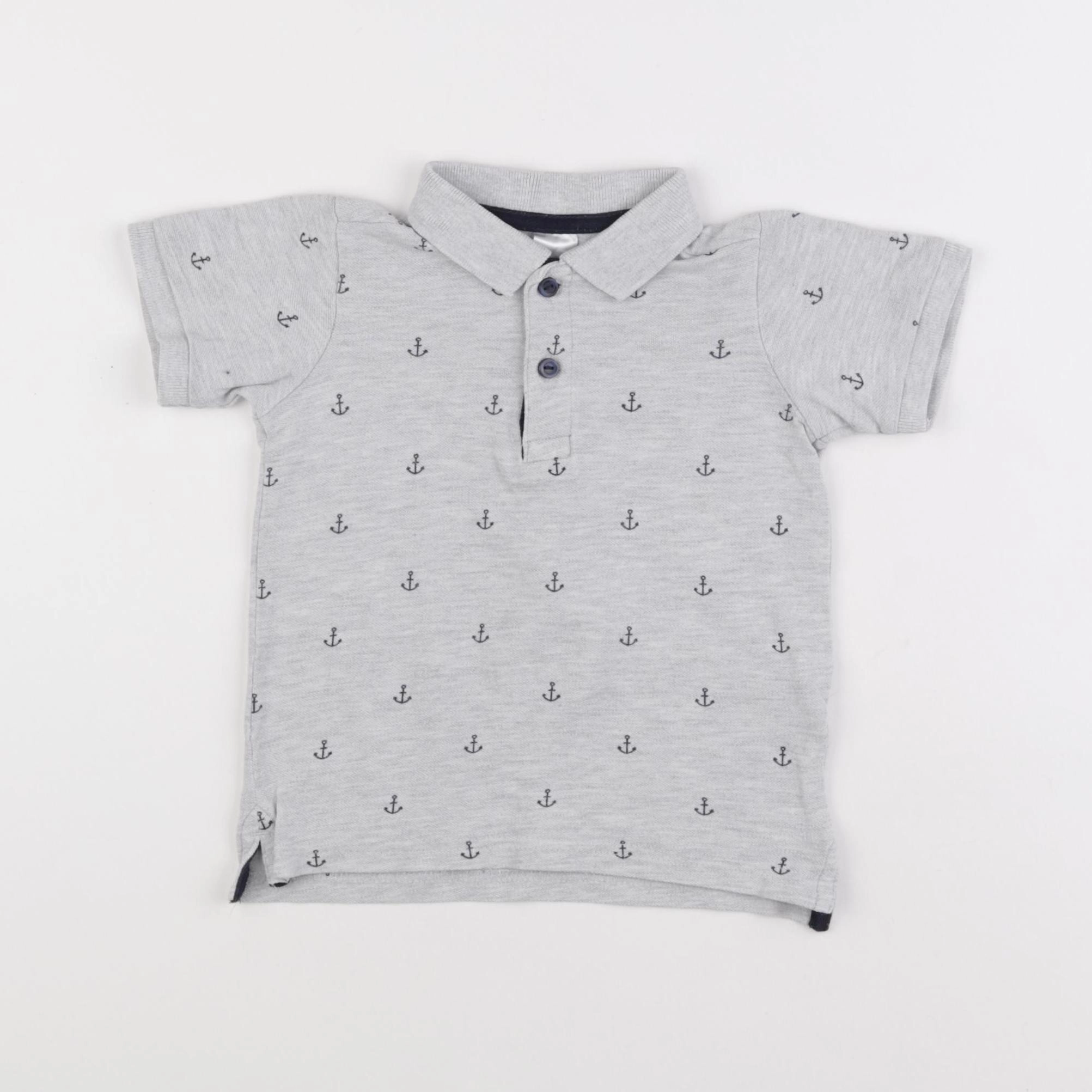 H&M - polo gris - 12/18 mois