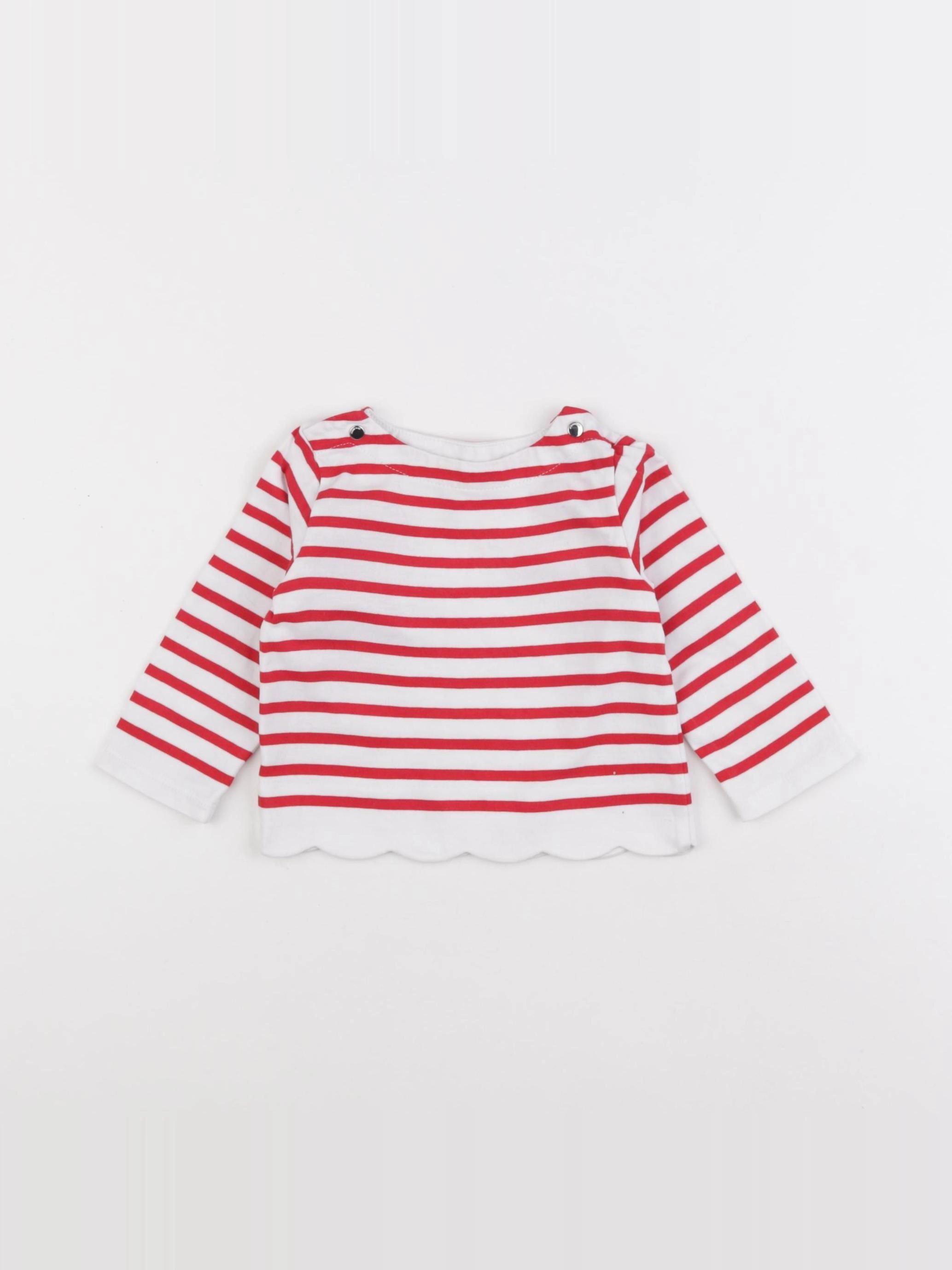 Jacadi - tee-shirt blanc, rouge - 12 mois