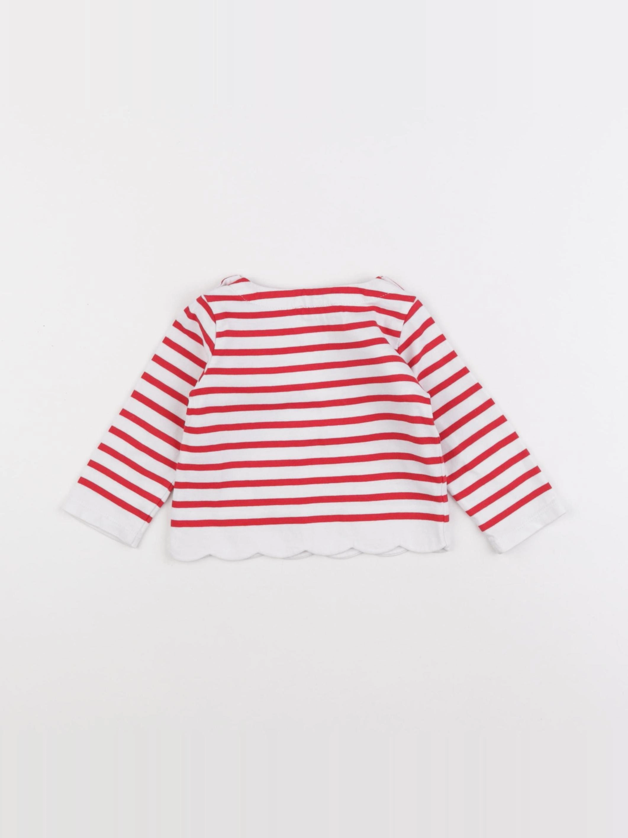 Jacadi - tee-shirt blanc, rouge - 12 mois