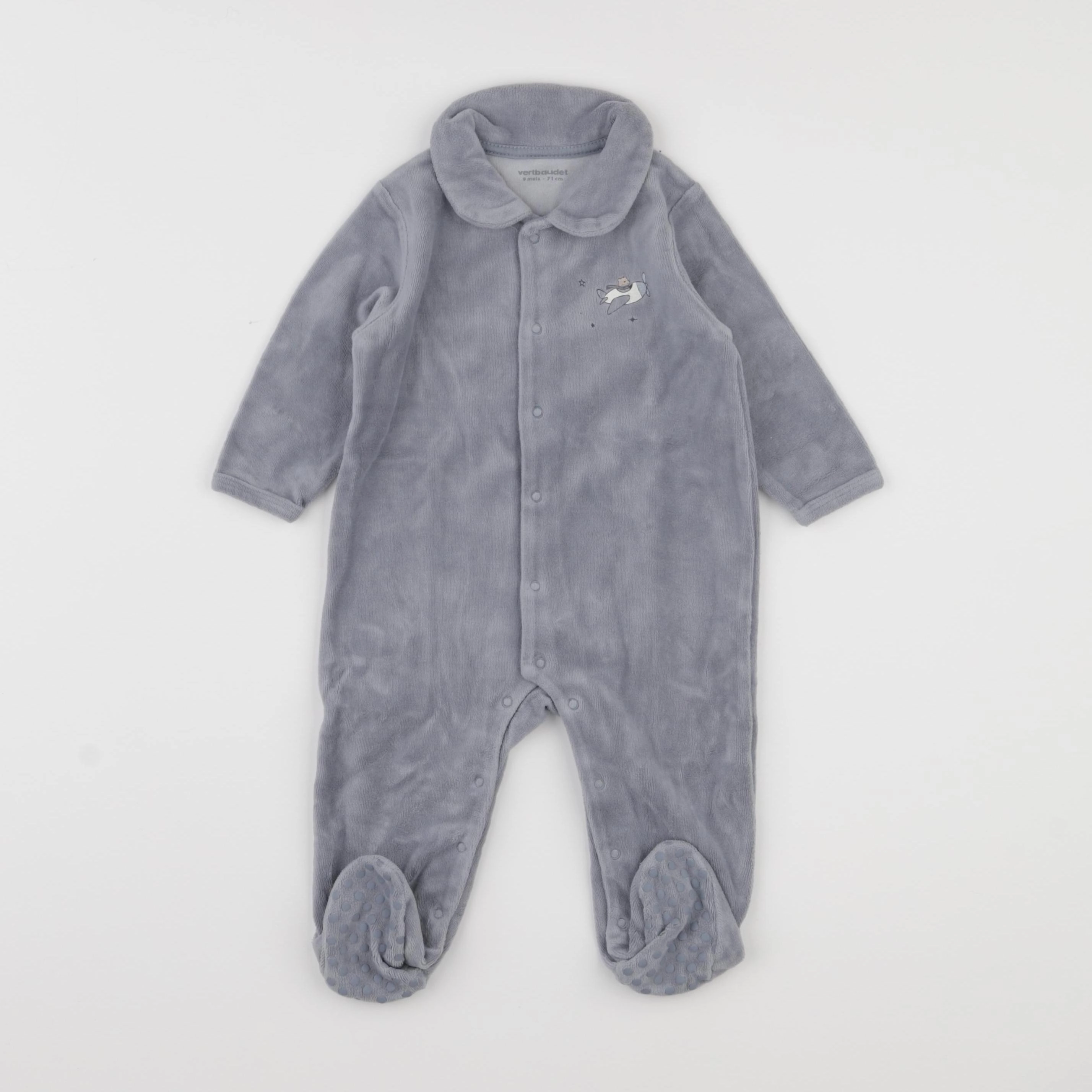 Vertbaudet - pyjama velours bleu - 9 mois