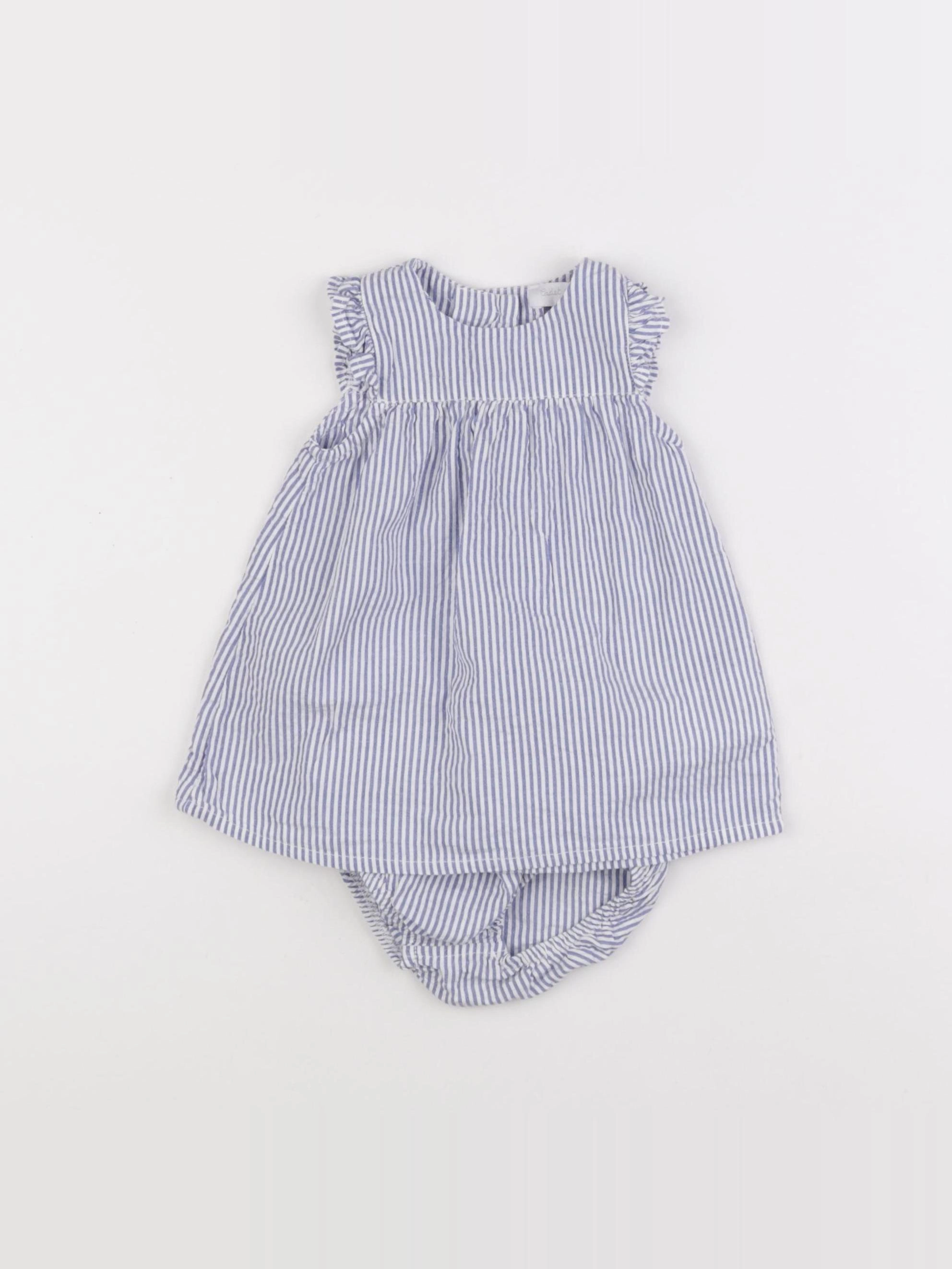 Cadet Rousselle - robe blanc, bleu - 3 mois