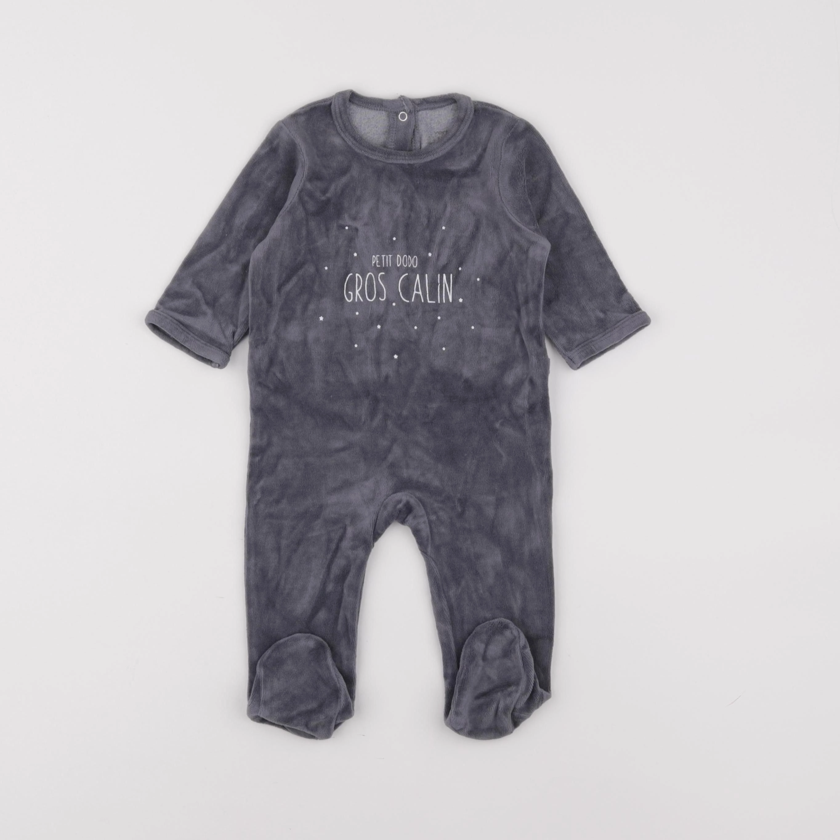 Vertbaudet - pyjama velours gris - 6 mois