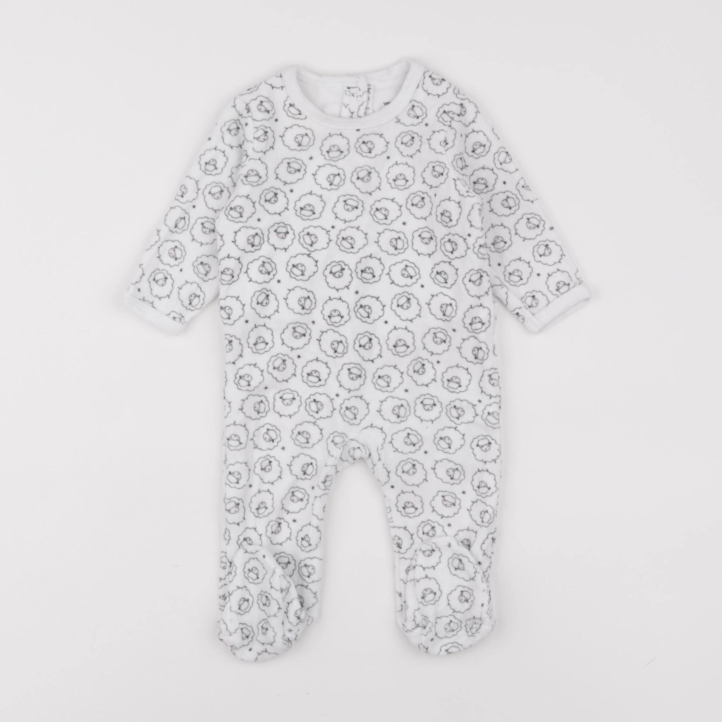 Vertbaudet - pyjama velours gris, blanc - 6 mois