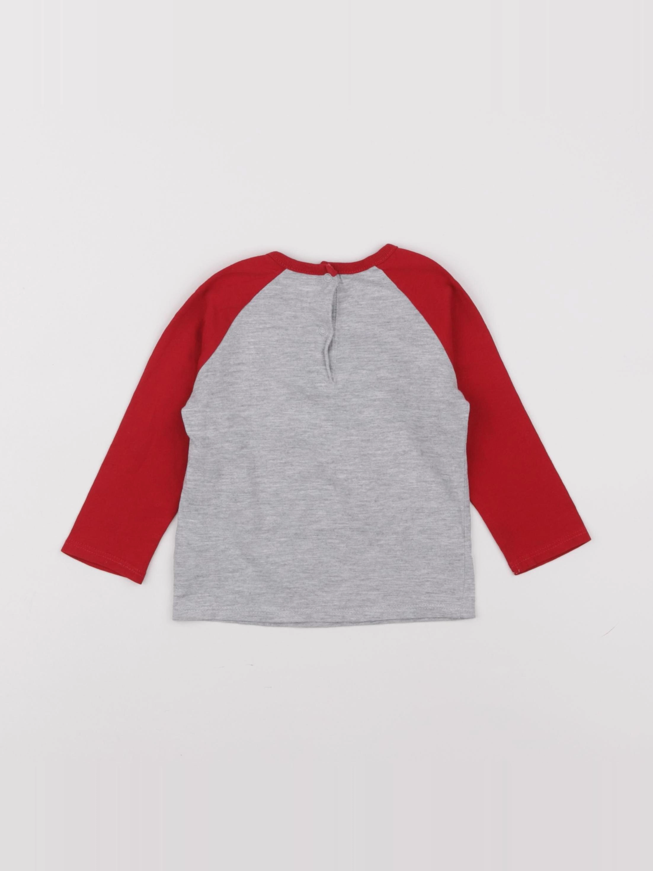Vertbaudet - tee-shirt gris, rouge - 12 mois