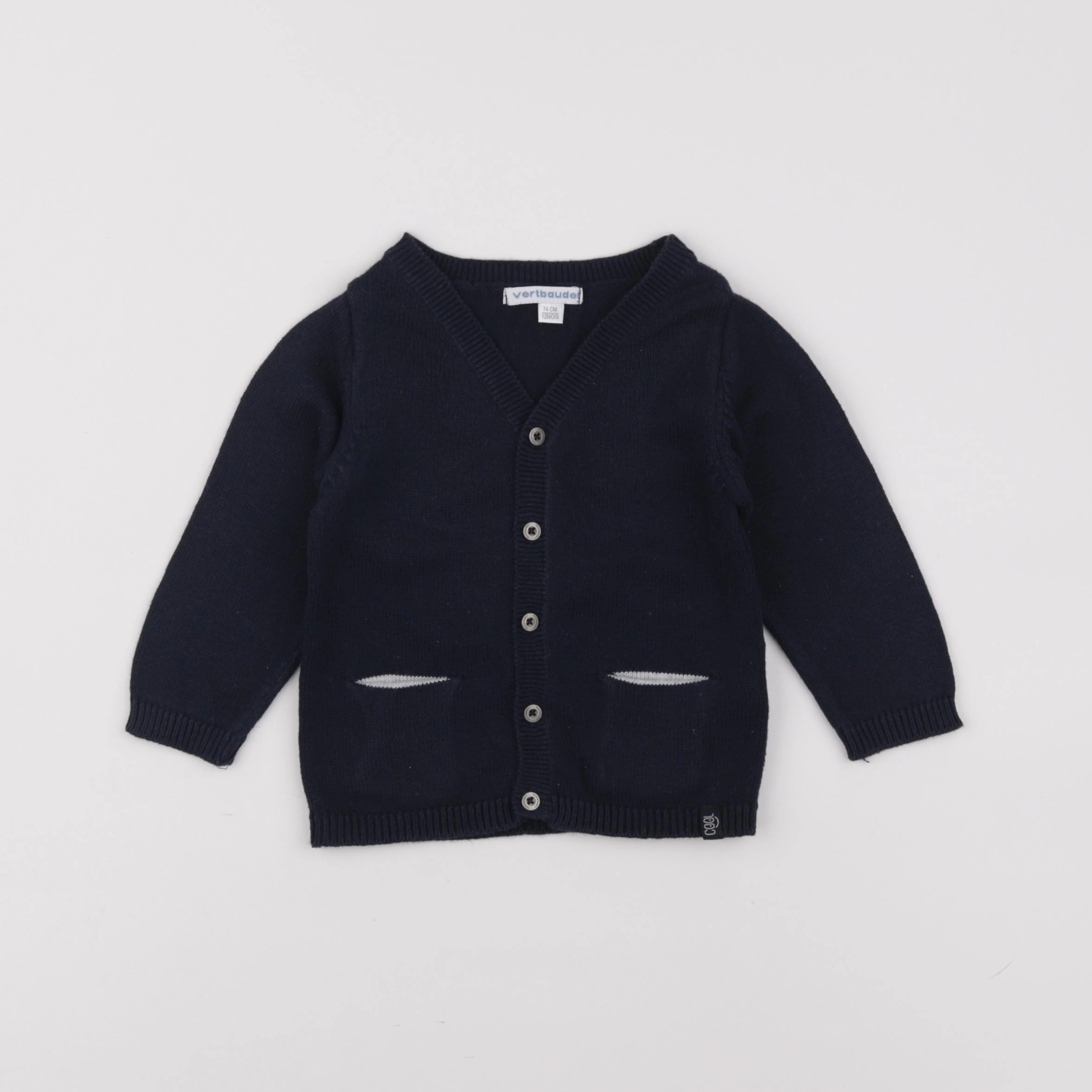 Vertbaudet - gilet bleu - 12 mois
