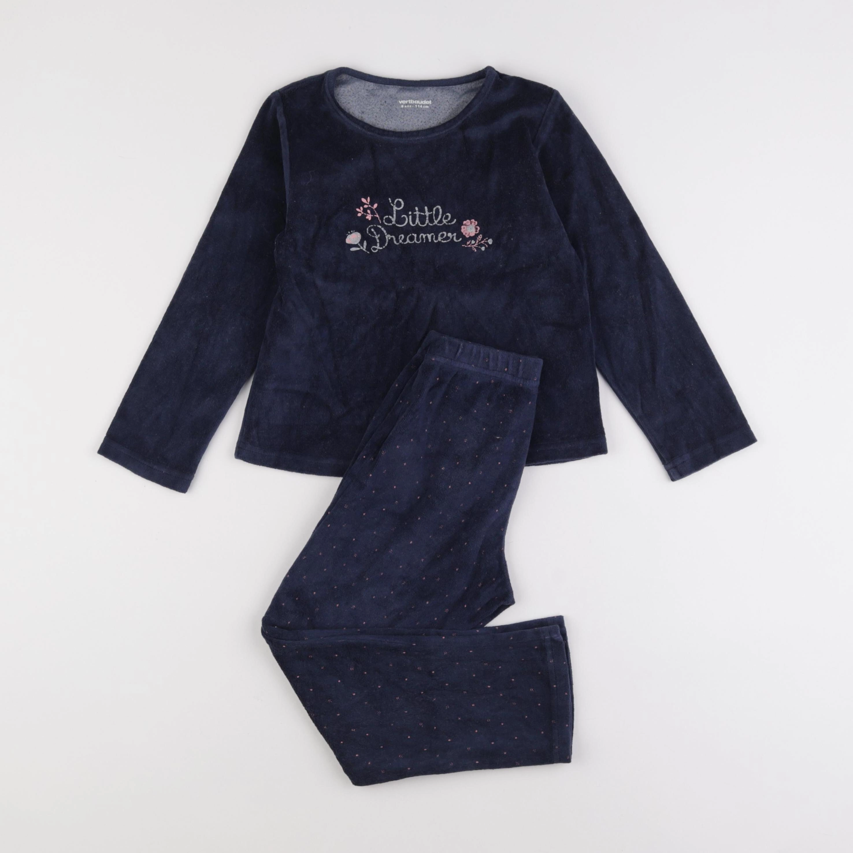 Vertbaudet - pyjama velours bleu - 6 ans