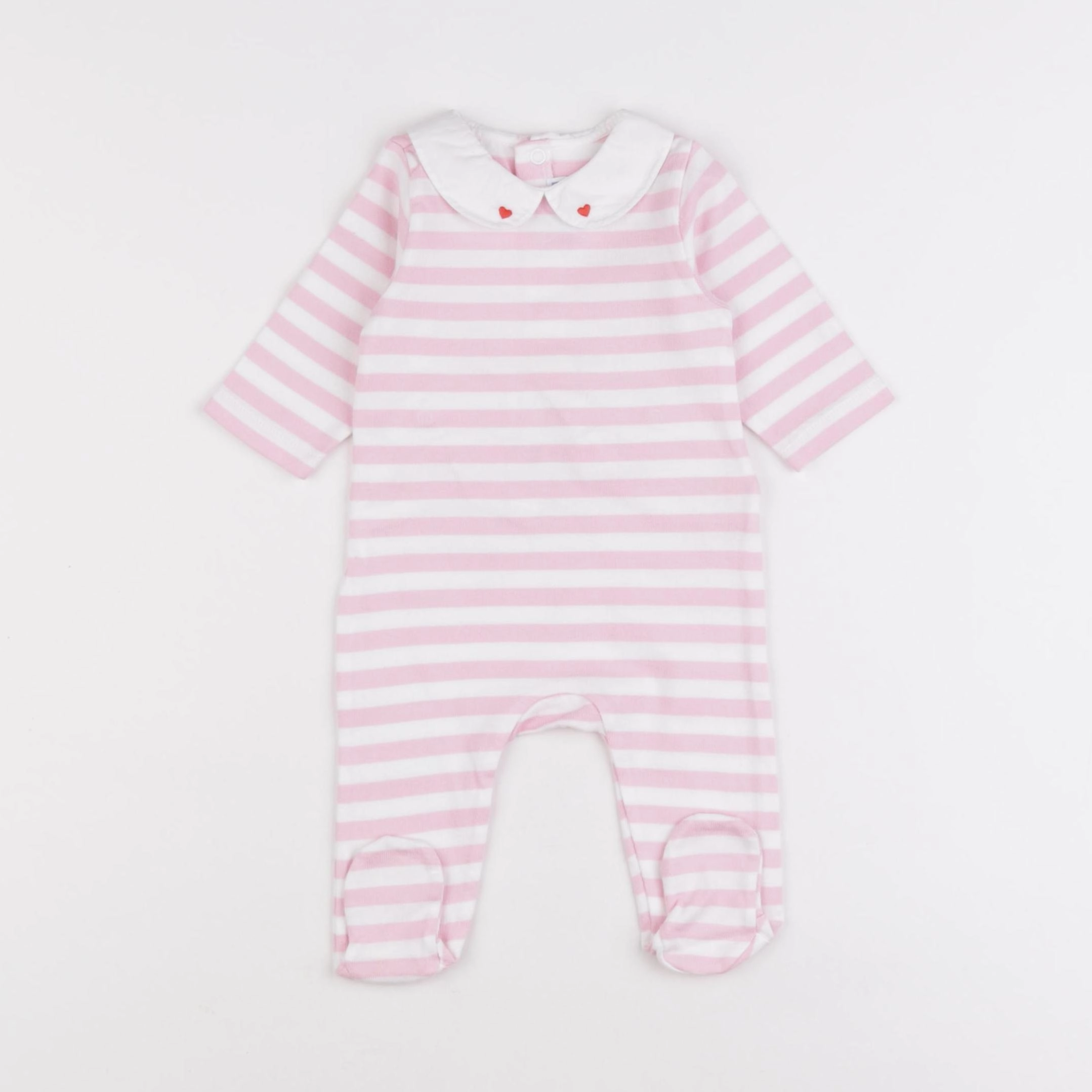 Jacadi - pyjama coton blanc, rose - 3 mois