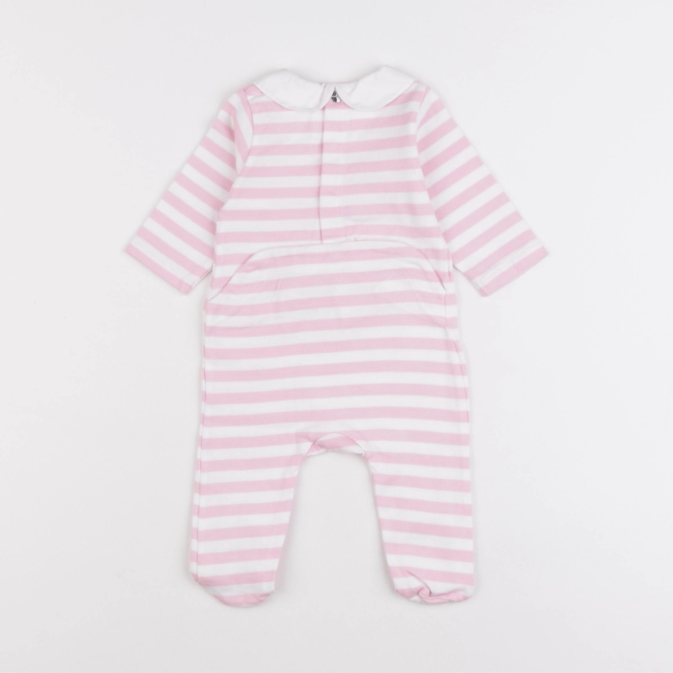 Jacadi - pyjama coton blanc, rose - 3 mois