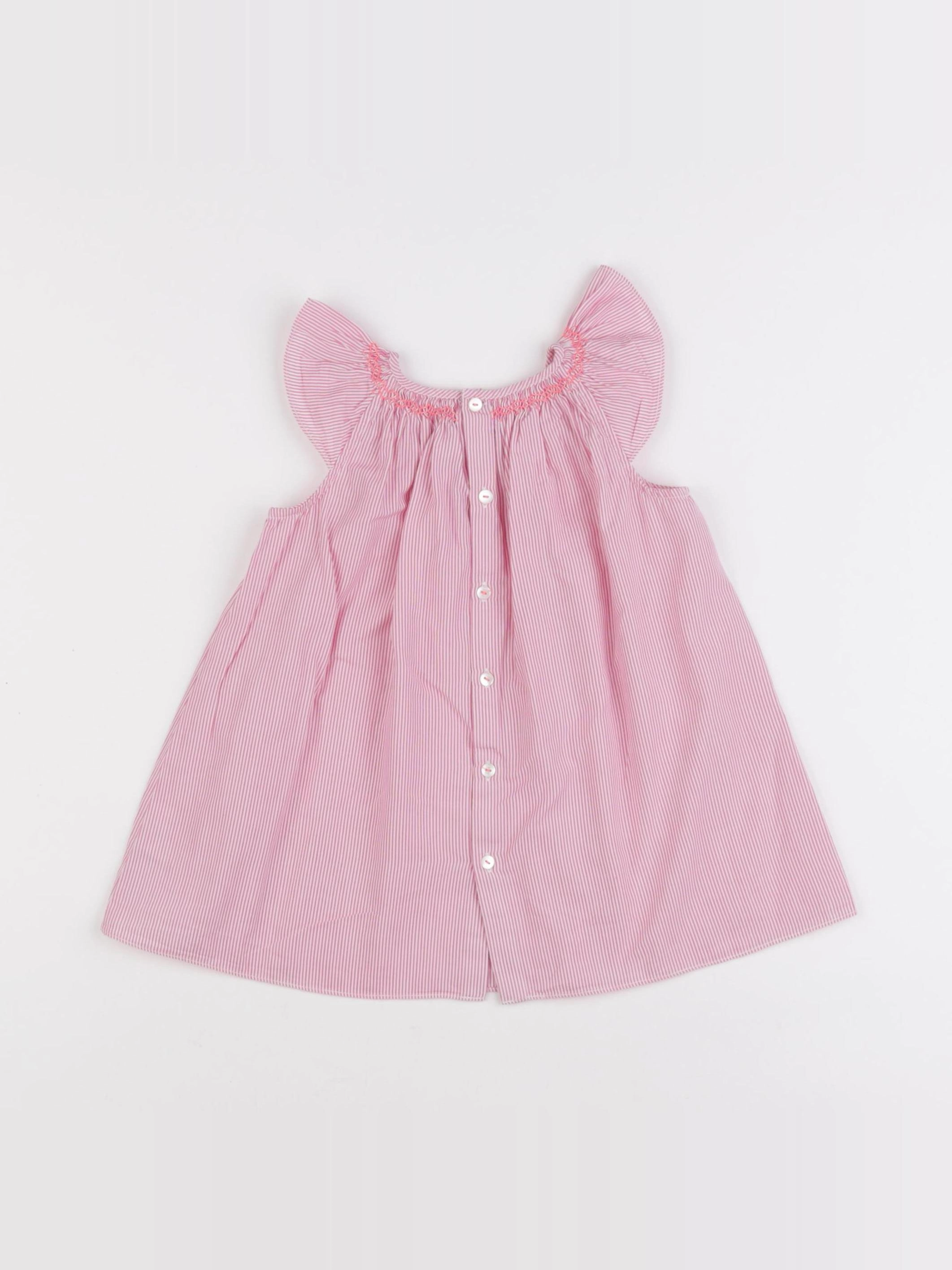 Jacadi - robe blanc, rose - 12 mois