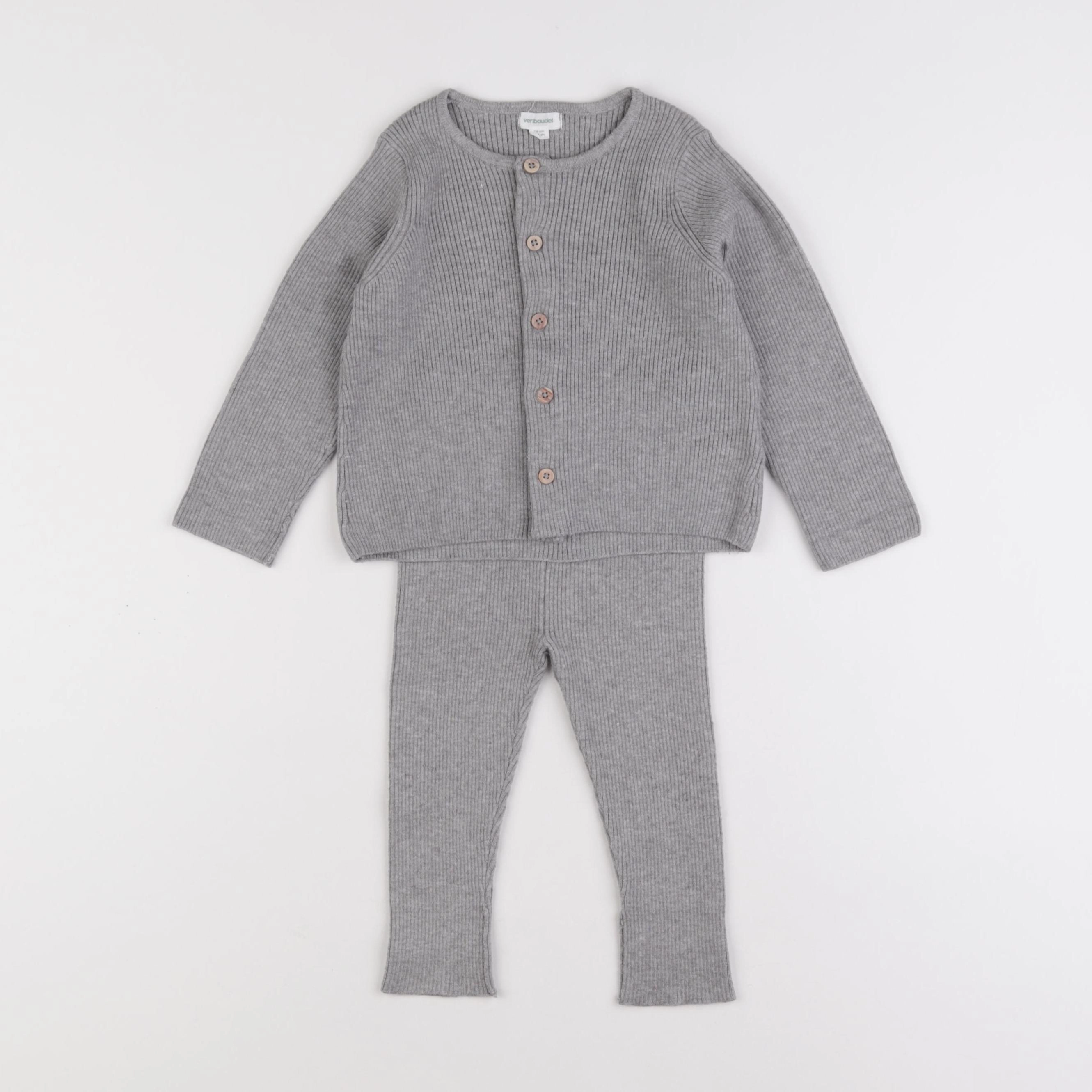 Vertbaudet - ensemble gris - 12 mois