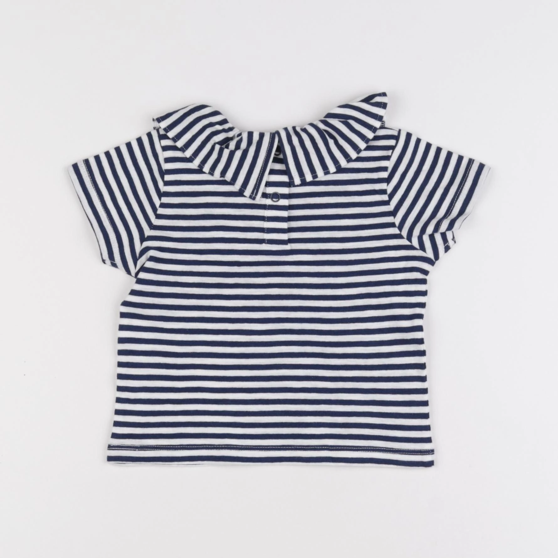 Petit Bateau - tee-shirt blanc, bleu - 6 mois