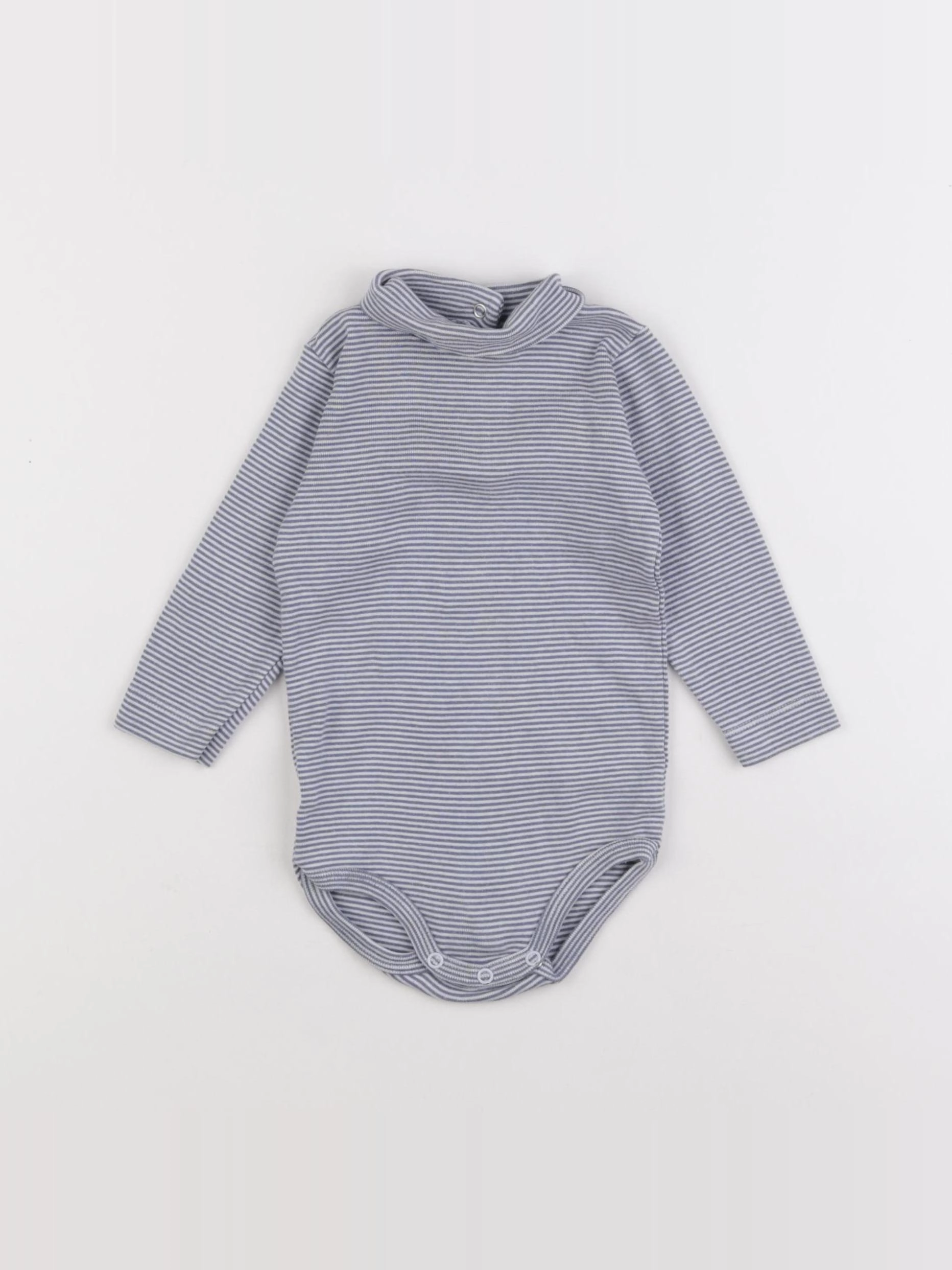 Petit Bateau - body à col gris - 12 mois