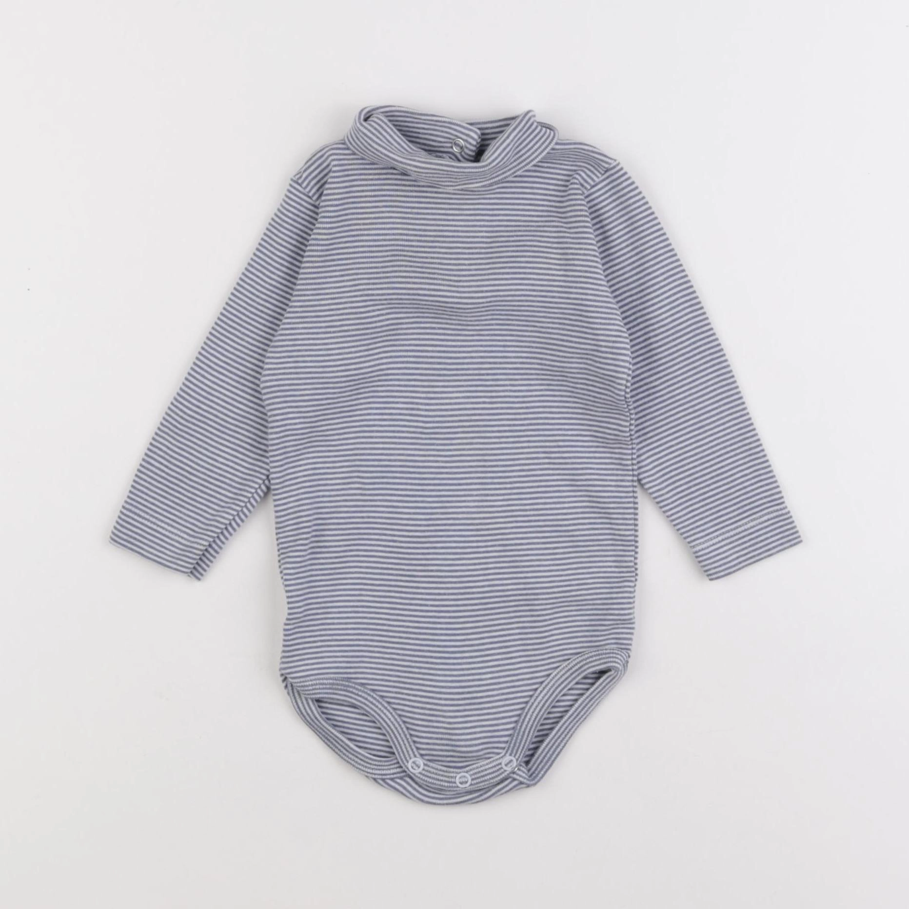 Petit Bateau - body à col gris - 12 mois
