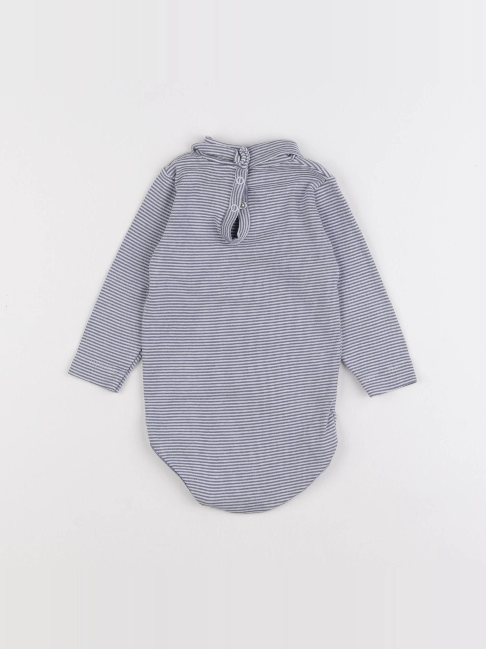 Petit Bateau - body à col gris - 12 mois