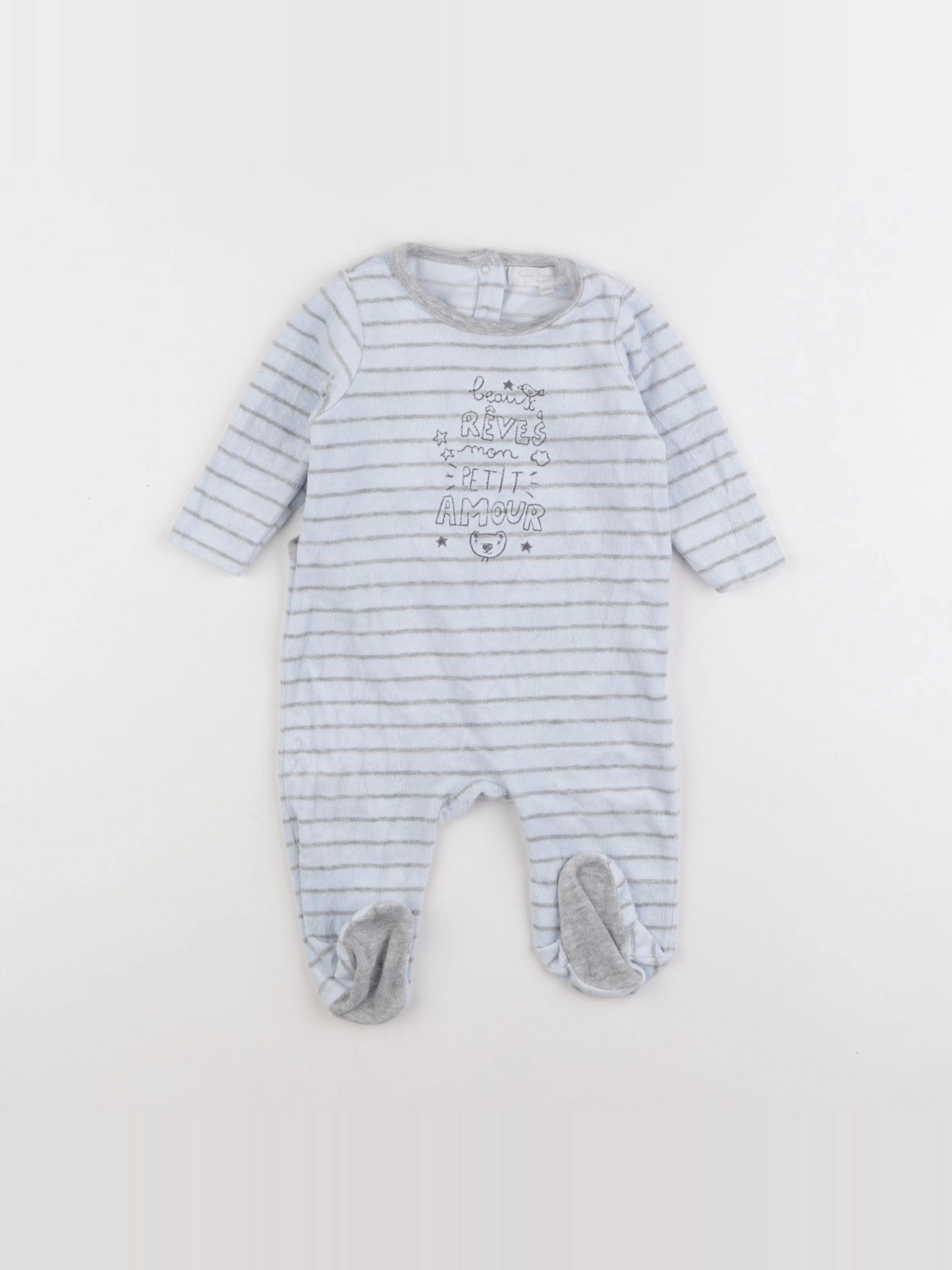 Cadet Rousselle - pyjama velours bleu - 6 mois