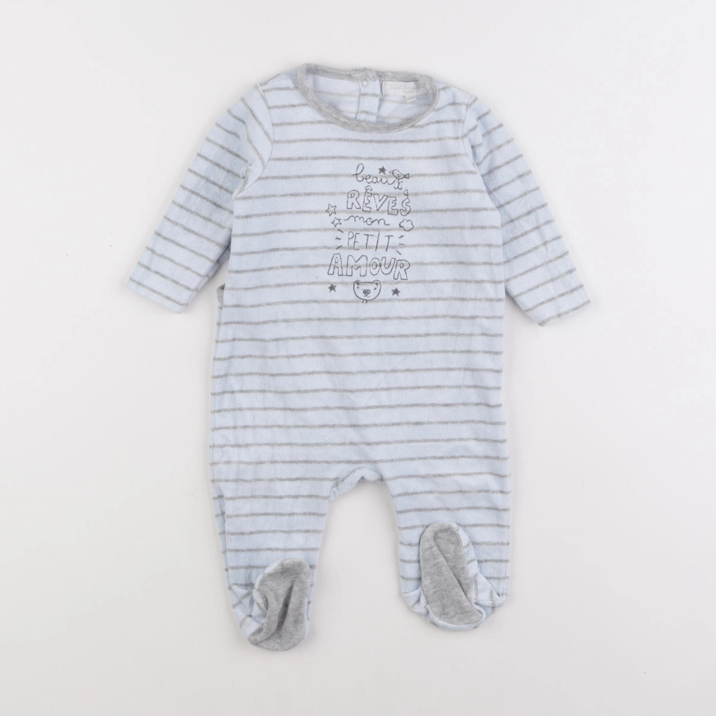 Cadet Rousselle - pyjama velours bleu - 6 mois