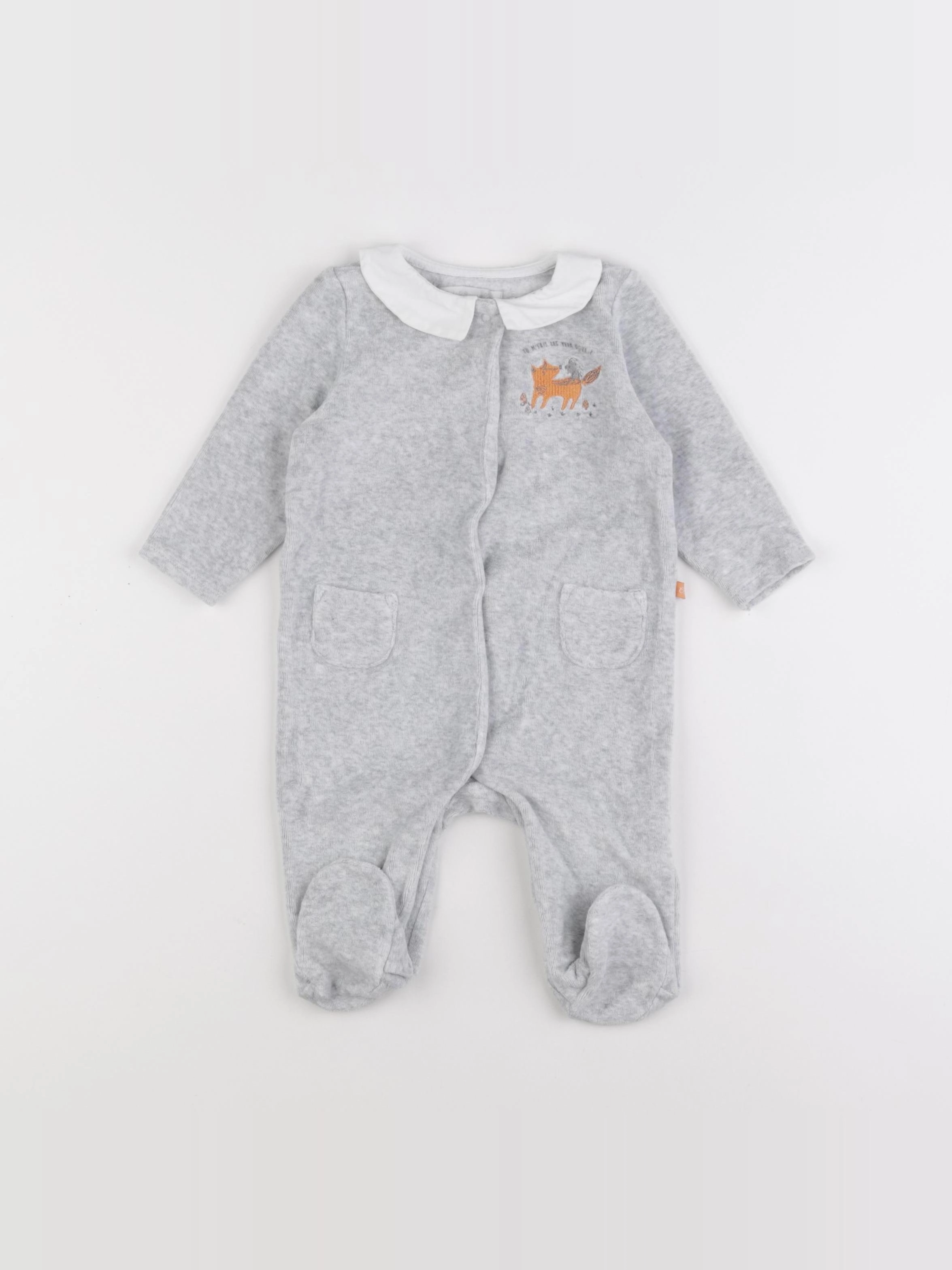 Cadet Rousselle - pyjama velours gris - 6 mois