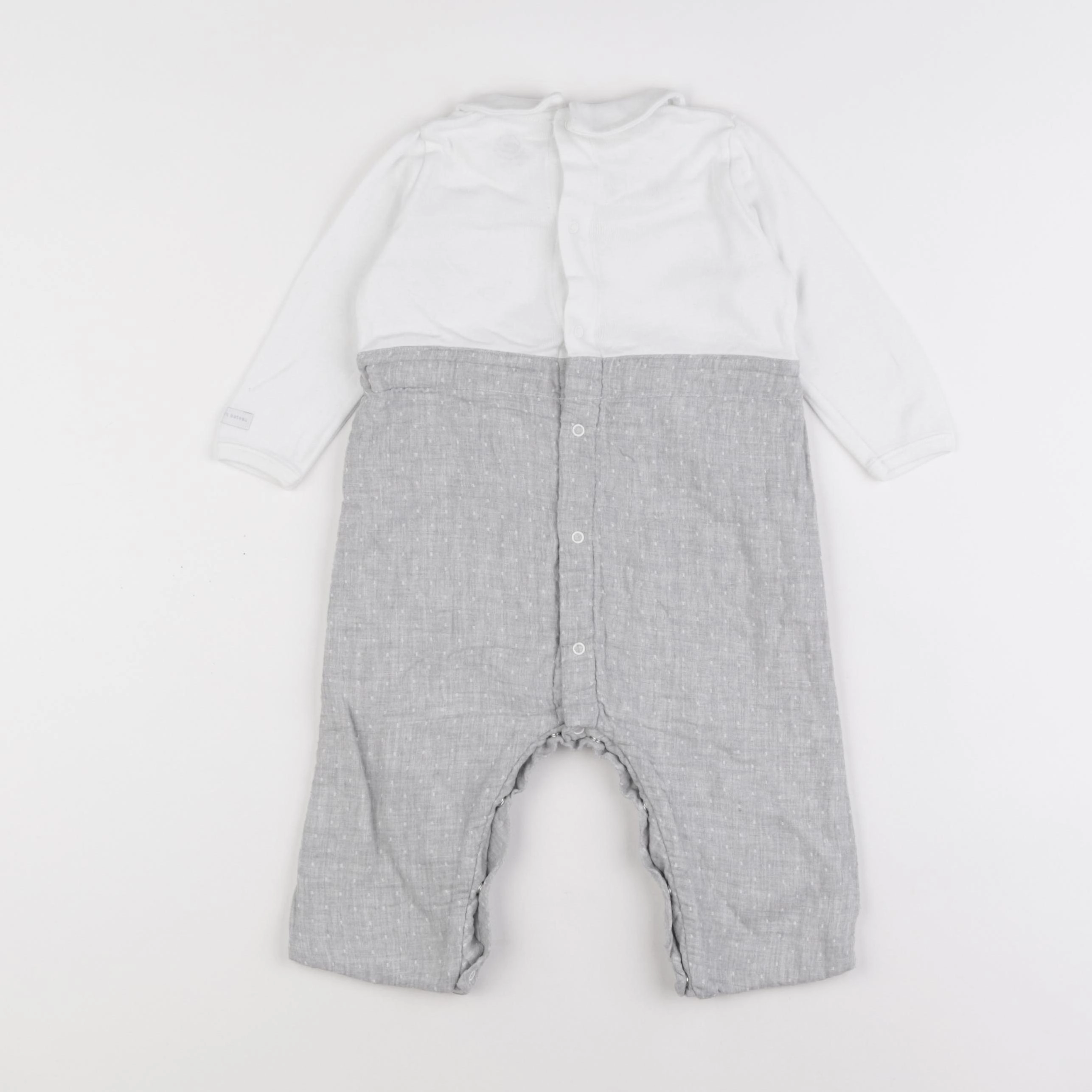 Petit Bateau - combinaison blanc, gris - 12 mois