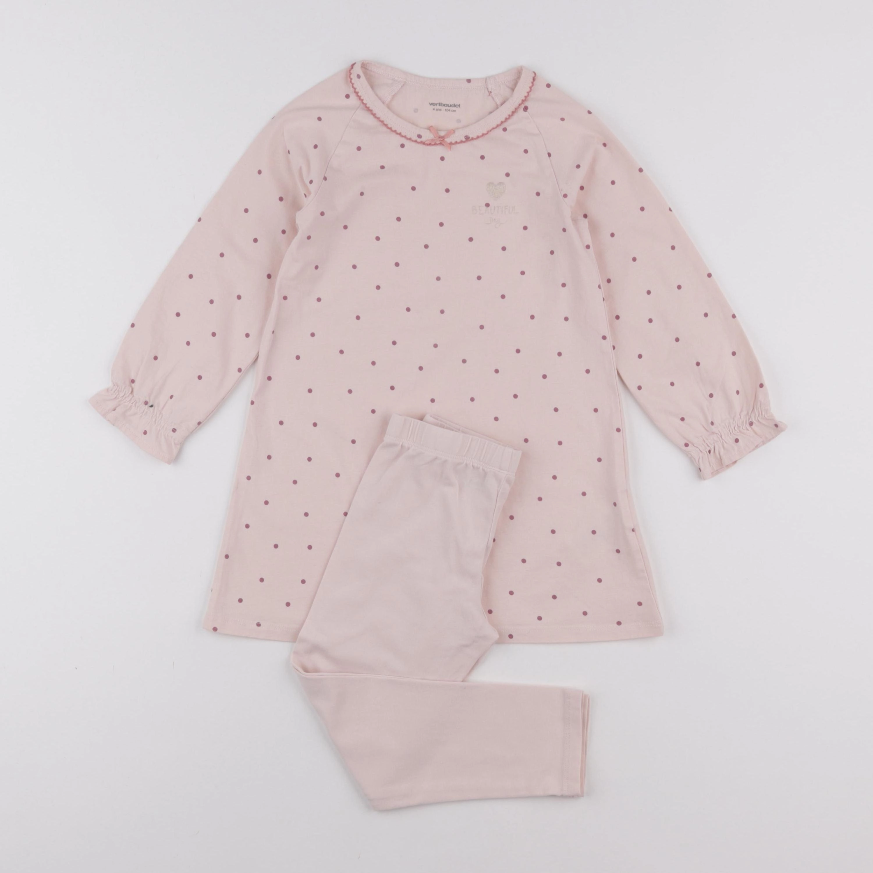 Vertbaudet - pyjama coton rose - 4 ans