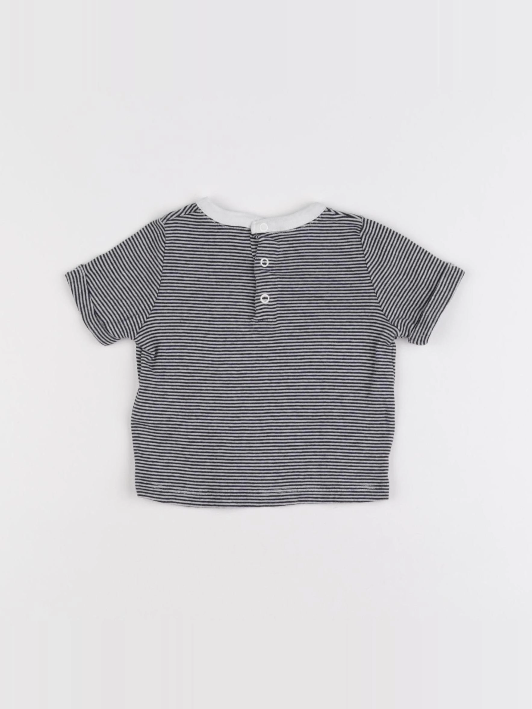Petit Bateau - tee-shirt bleu - 6 mois