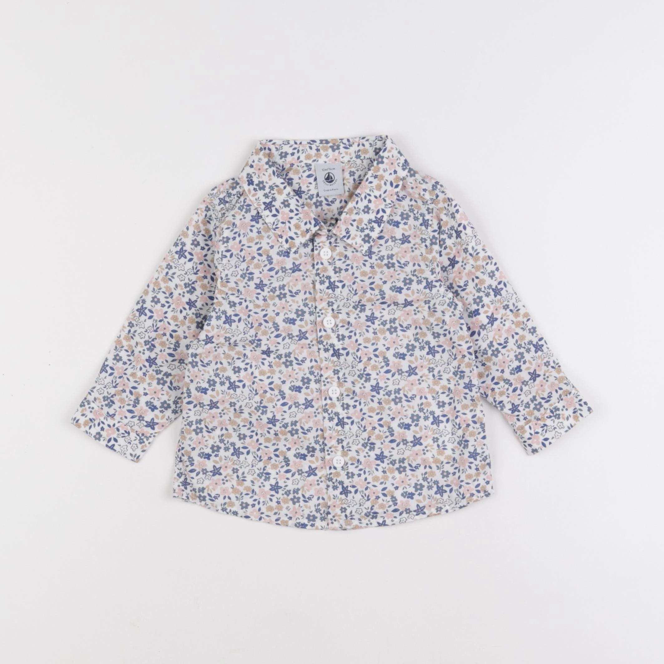 Petit Bateau - chemise multicolore - 12 mois