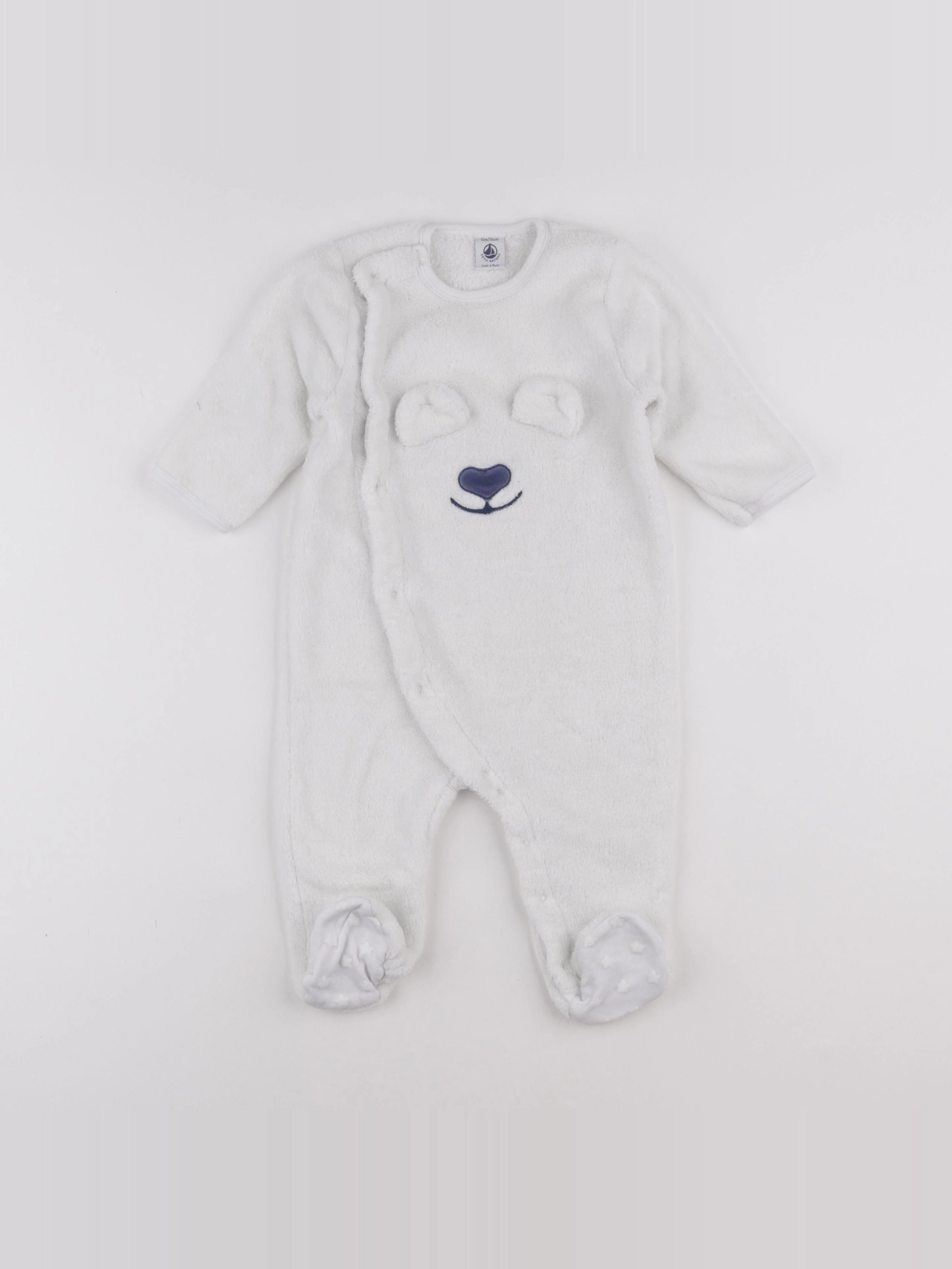 Petit Bateau - sur-pyjama blanc - 12 mois