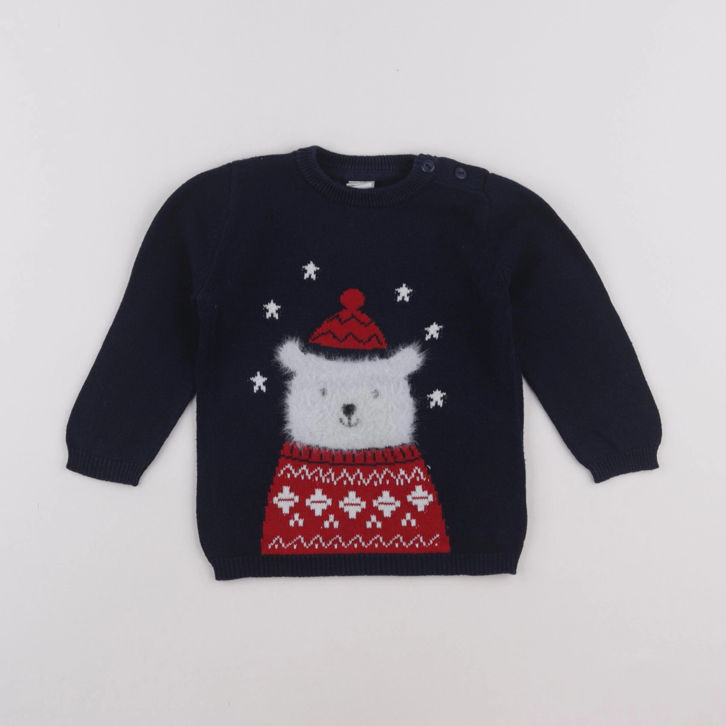 H&M - pull bleu - 9/12 mois